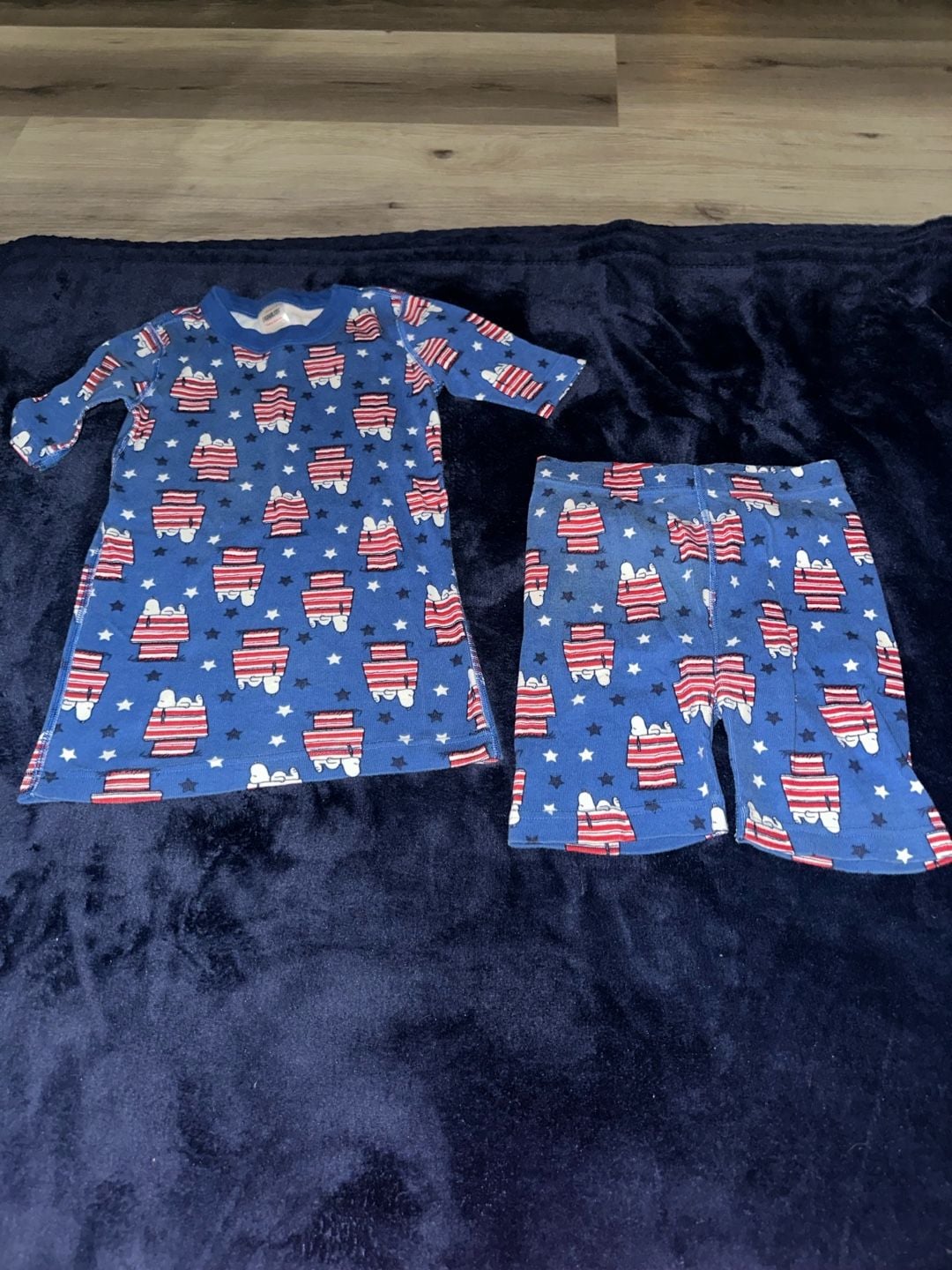Hanna Andersson Peanuts Snoopy Pajama Set Size US 8 Blue Organic Cotton 1