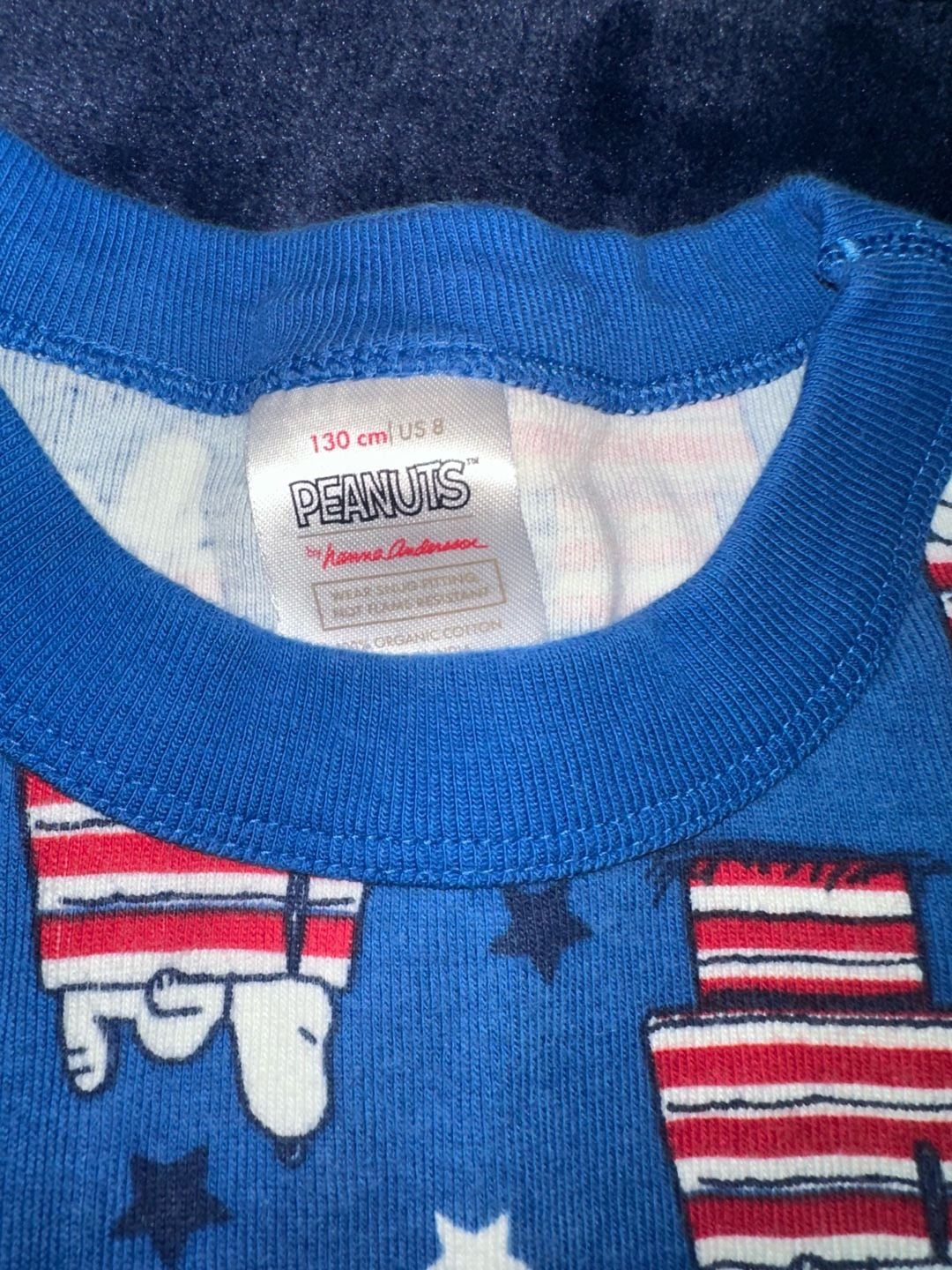 Hanna Andersson Peanuts Snoopy Pajama Set Size US 8 Blue Organic Cotton 2