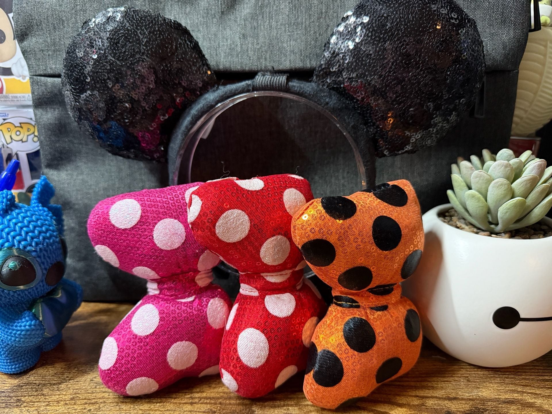 Disney Black Sequin Minnie Ears with InterchangeablePolka Dots Bows 2