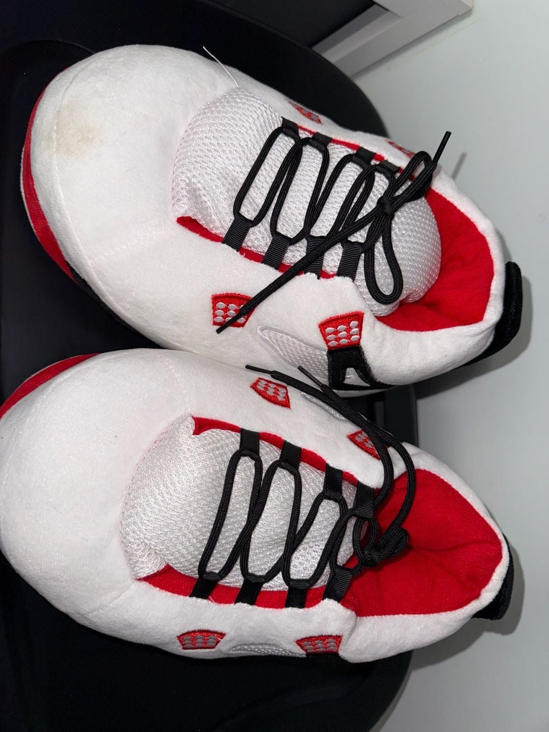 Unbranded Sneaker Slippers Plush White Red Black House Shoes 2