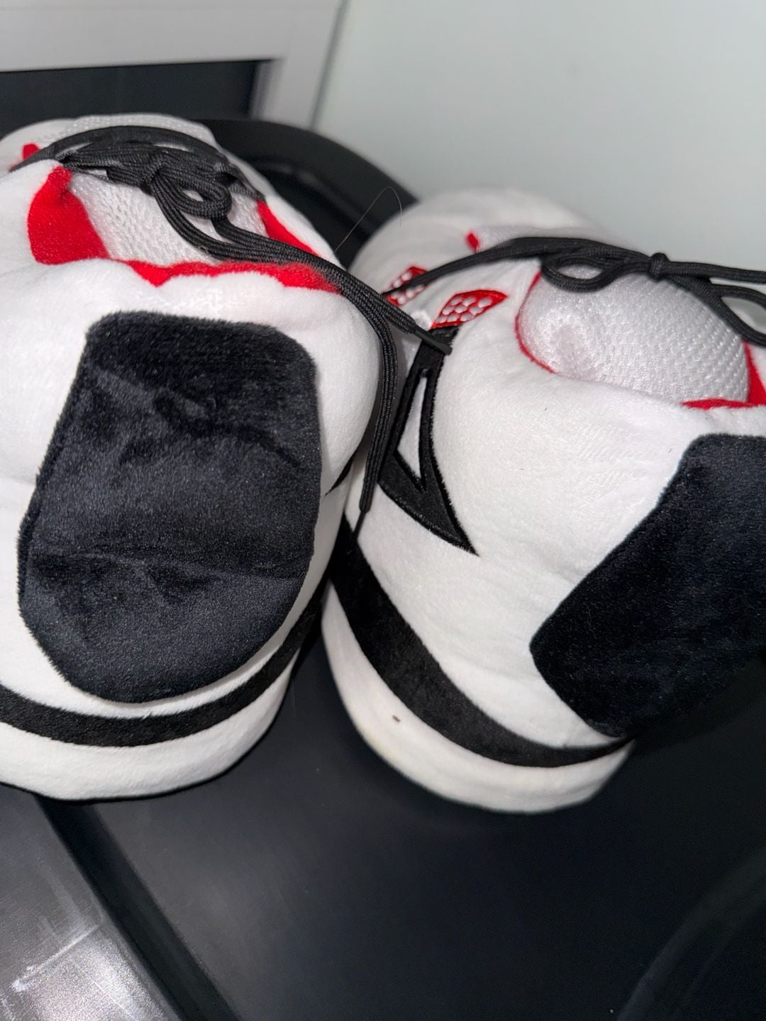 Unbranded Sneaker Slippers Plush White Red Black House Shoes 3