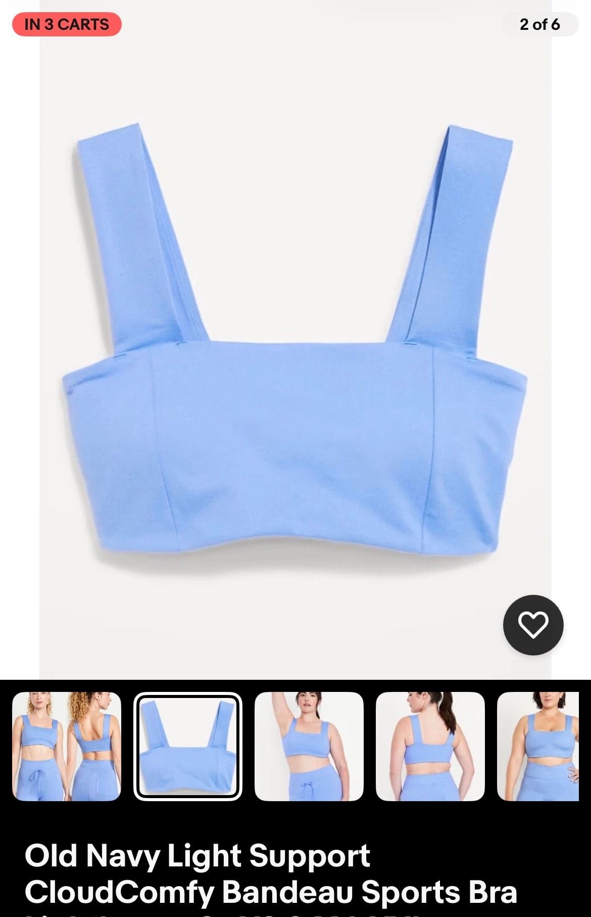 Old Navy CloudComfy Bandeau Sports Bra Light Support 3