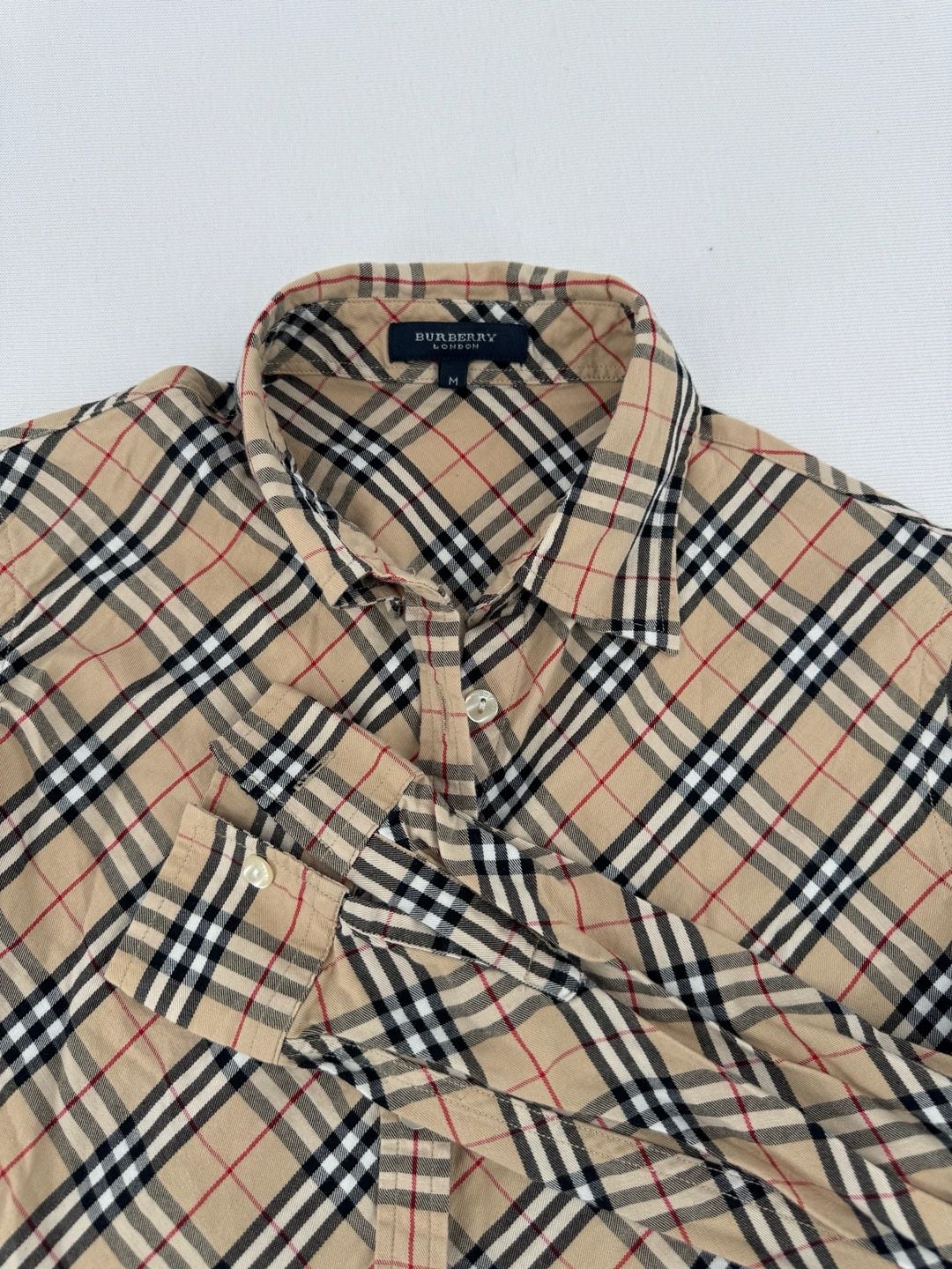 Burberry London Nova Check Long Sleeve Shirt Size M Beige Nova Check 2