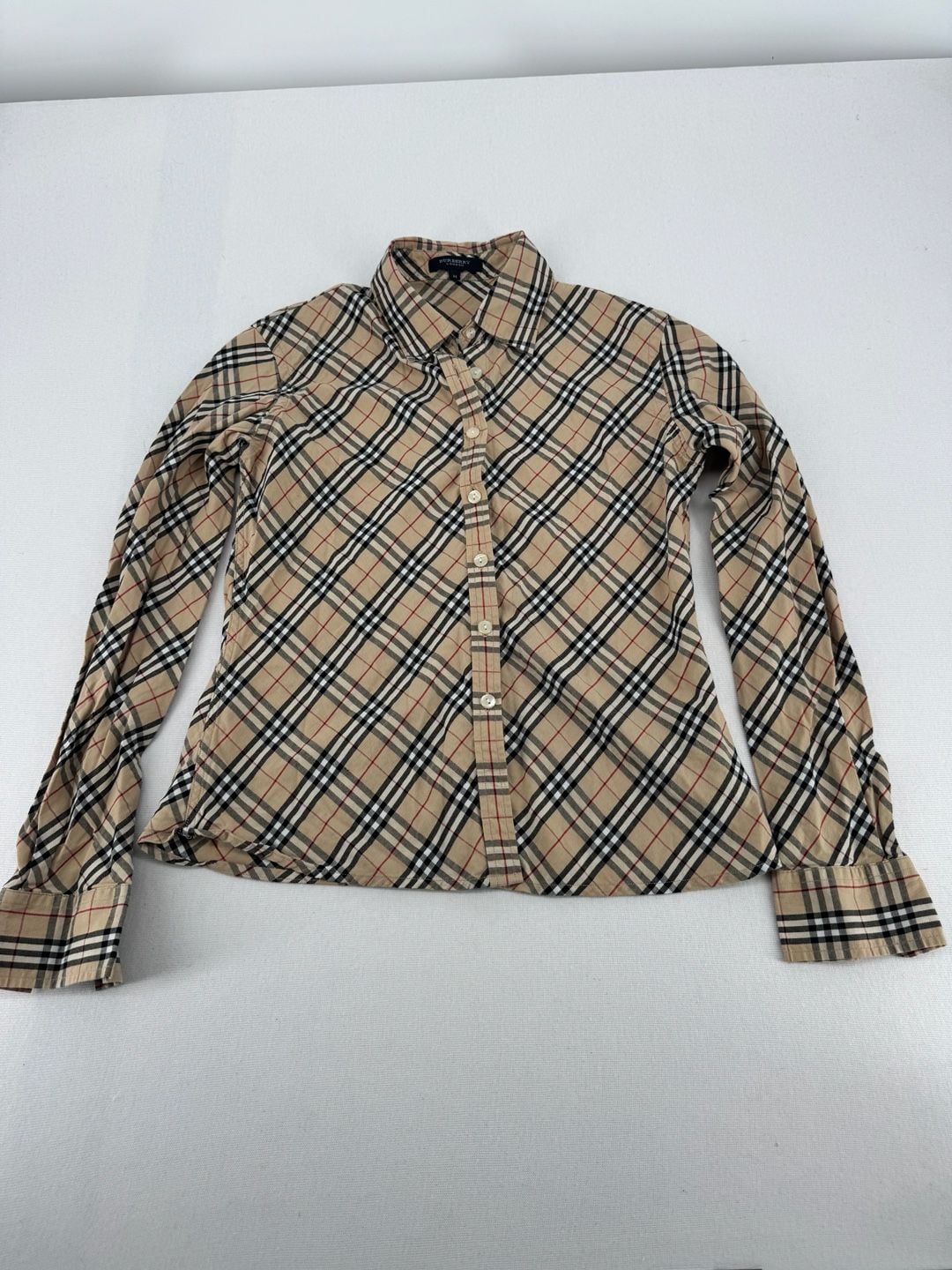 Burberry London Nova Check Long Sleeve Shirt Size M Beige Nova Check 3
