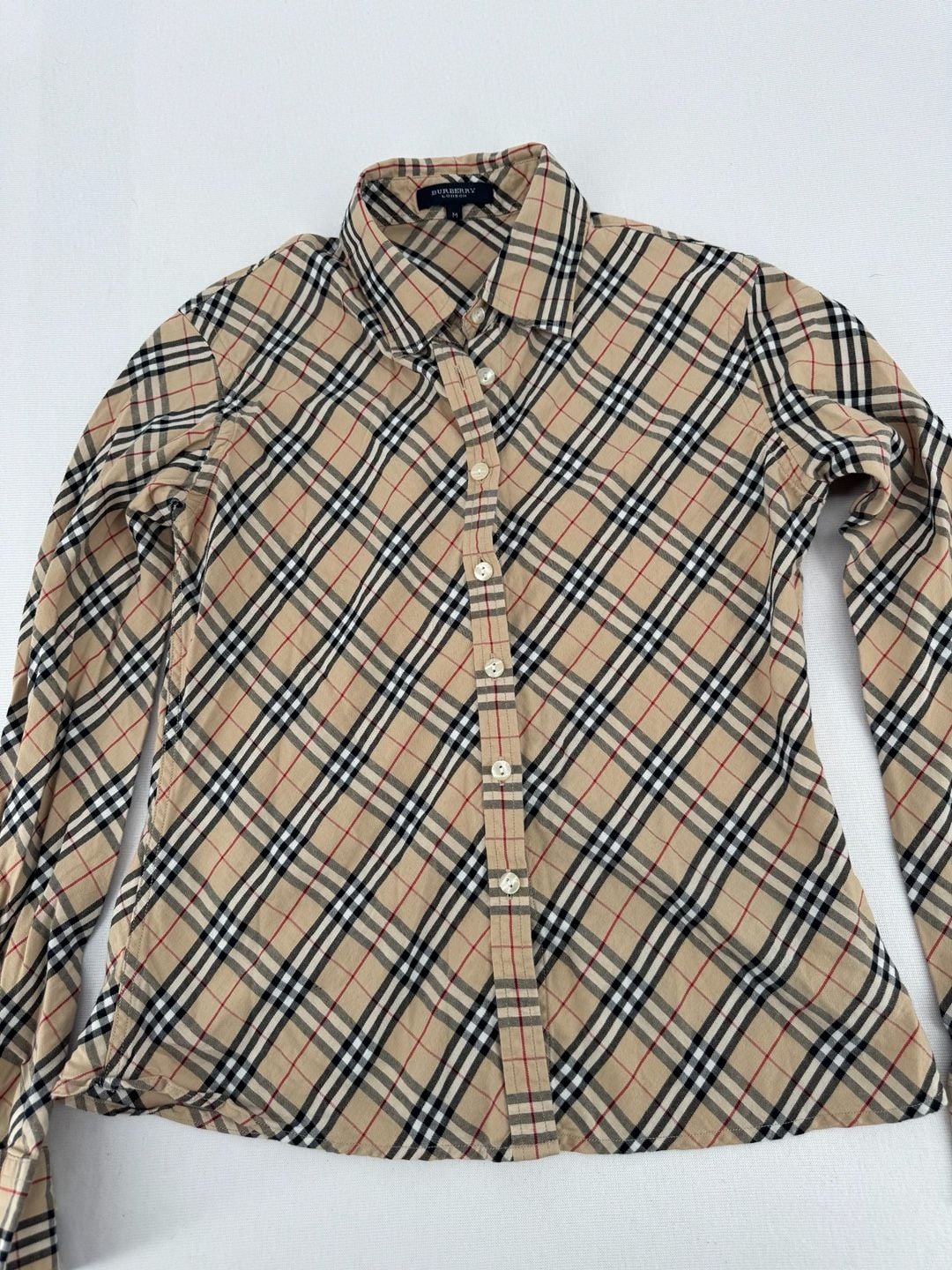 Burberry London Nova Check Long Sleeve Shirt Size M Beige Nova Check 5