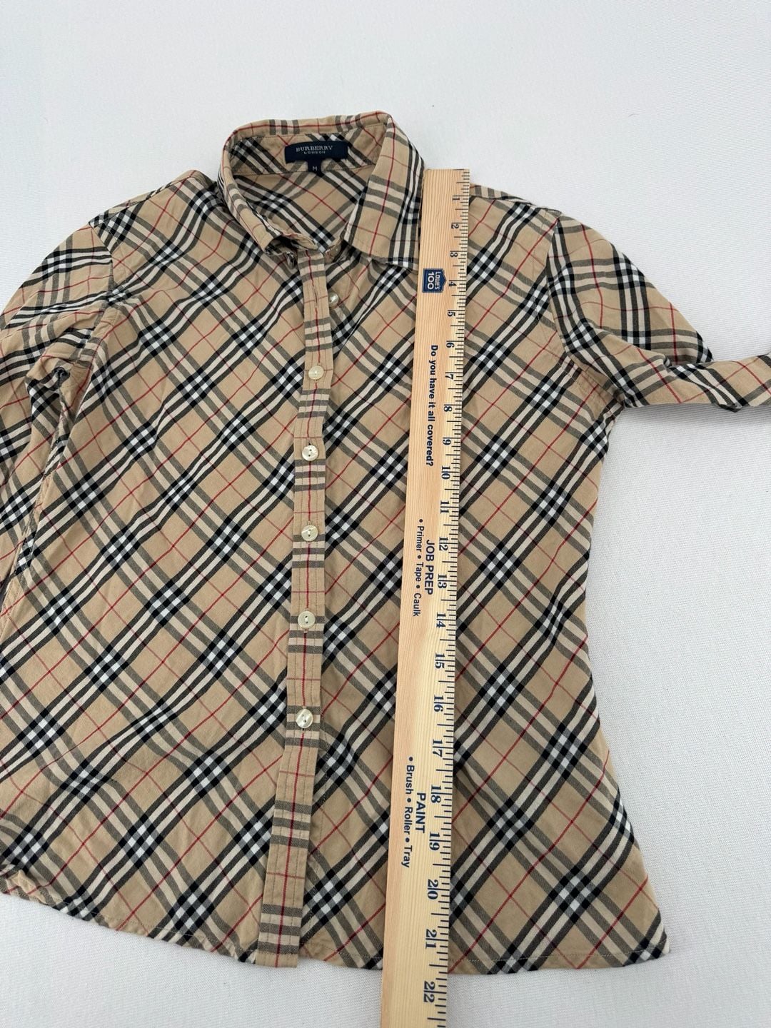 Burberry London Nova Check Long Sleeve Shirt Size M Beige Nova Check 6