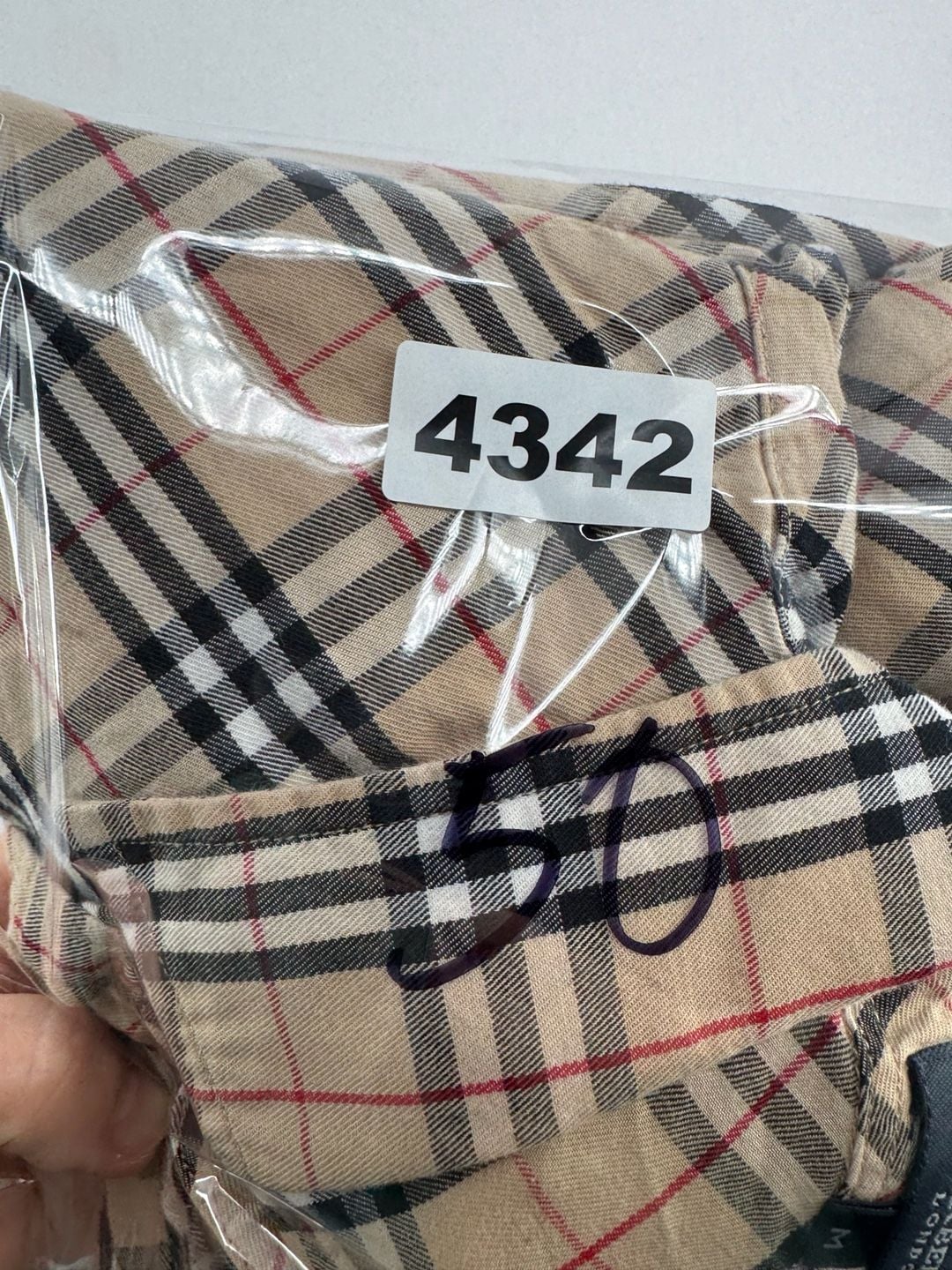 Burberry London Nova Check Long Sleeve Shirt Size M Beige Nova Check 9