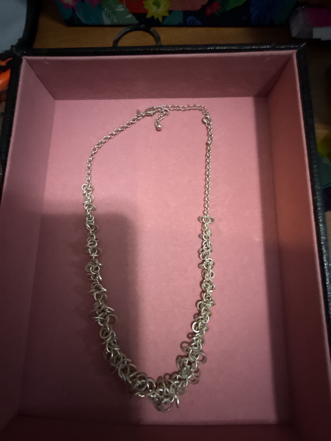 Avon Silver Tone Multi Loop Rings Cluster Necklace 2
