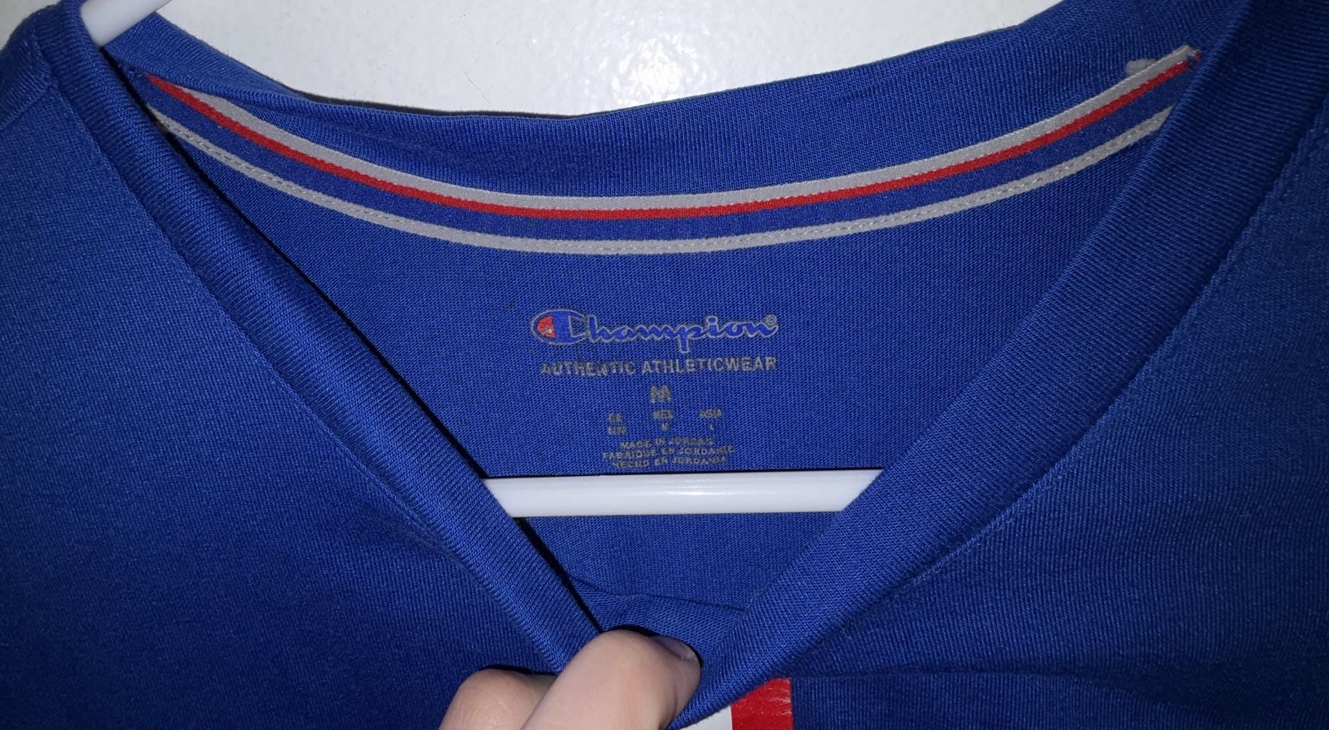 Champion T-Shirt Size M Blue Script Logo Athletic Tee 4