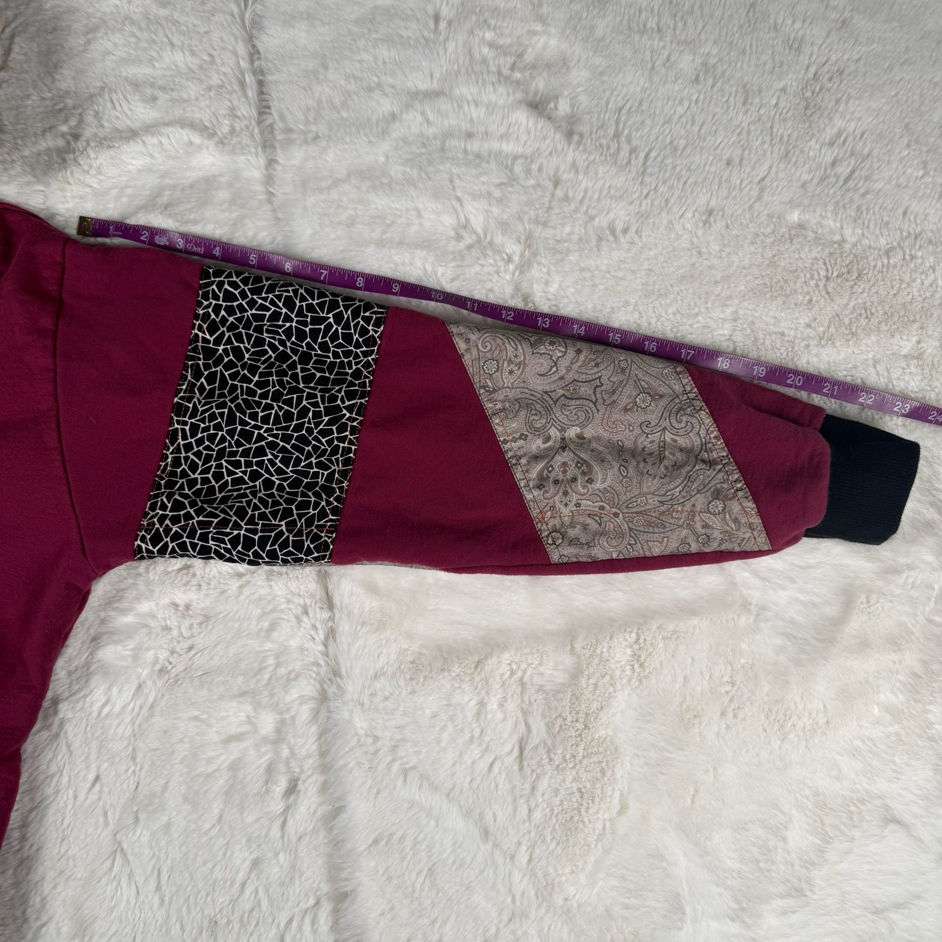 Lobo Hoodie Maroon Patchwork 7