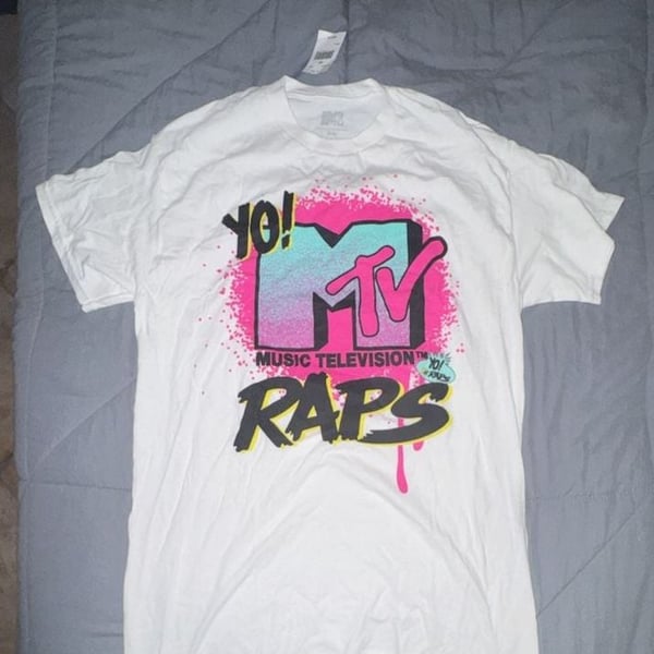 MTV Yo! MTV Raps T-Shirt Size M White Graphic Tee