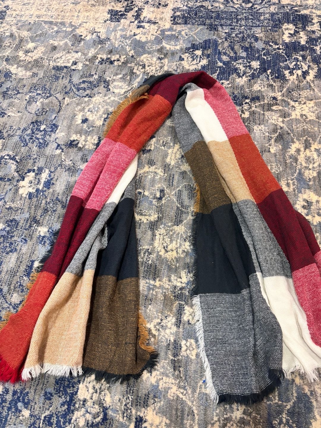 Colorblock Blanket Scarf Multicolor Fringe Winter-Autumn color wheel 2