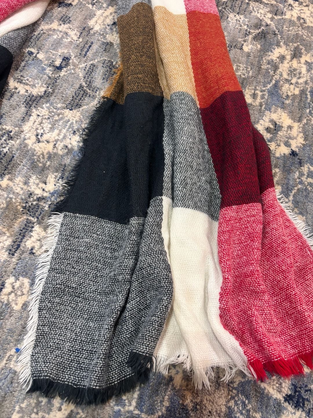 Colorblock Blanket Scarf Multicolor Fringe Winter-Autumn color wheel 4