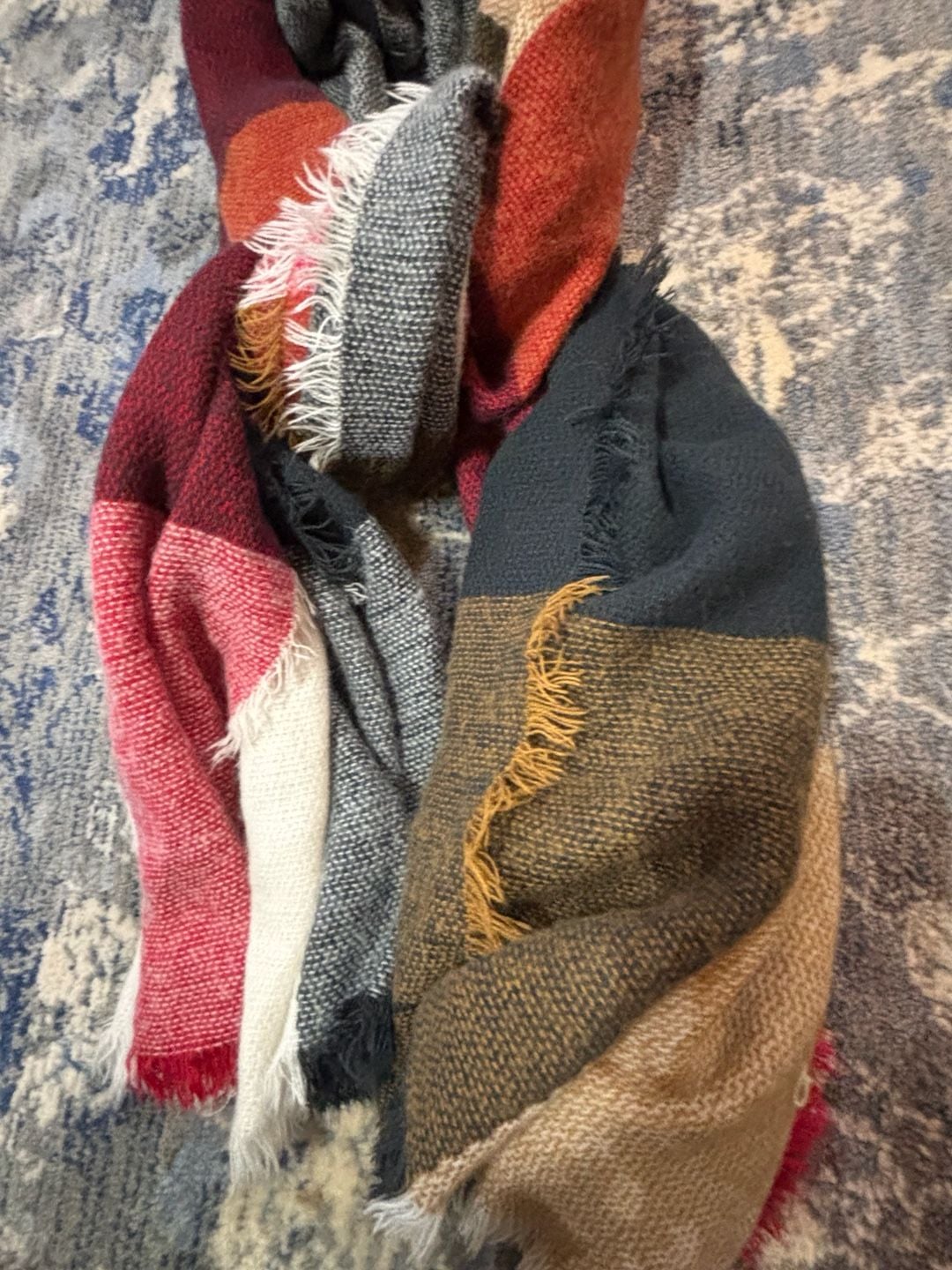Colorblock Blanket Scarf Multicolor Fringe Winter-Autumn color wheel 5