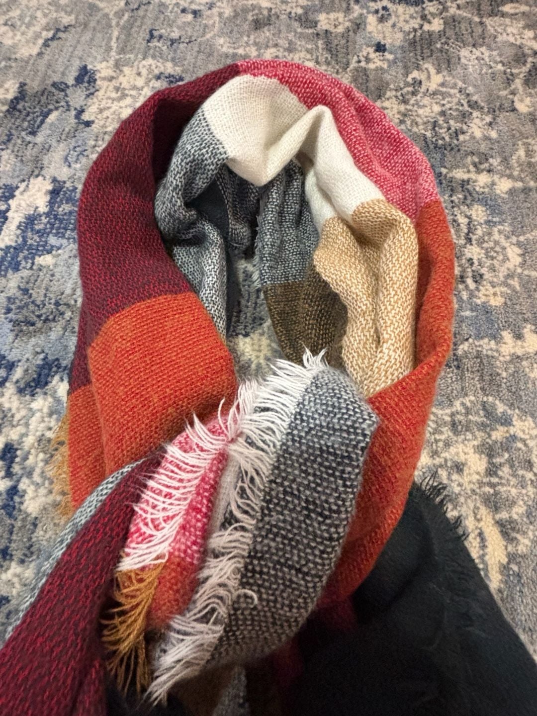 Colorblock Blanket Scarf Multicolor Fringe Winter-Autumn color wheel 6