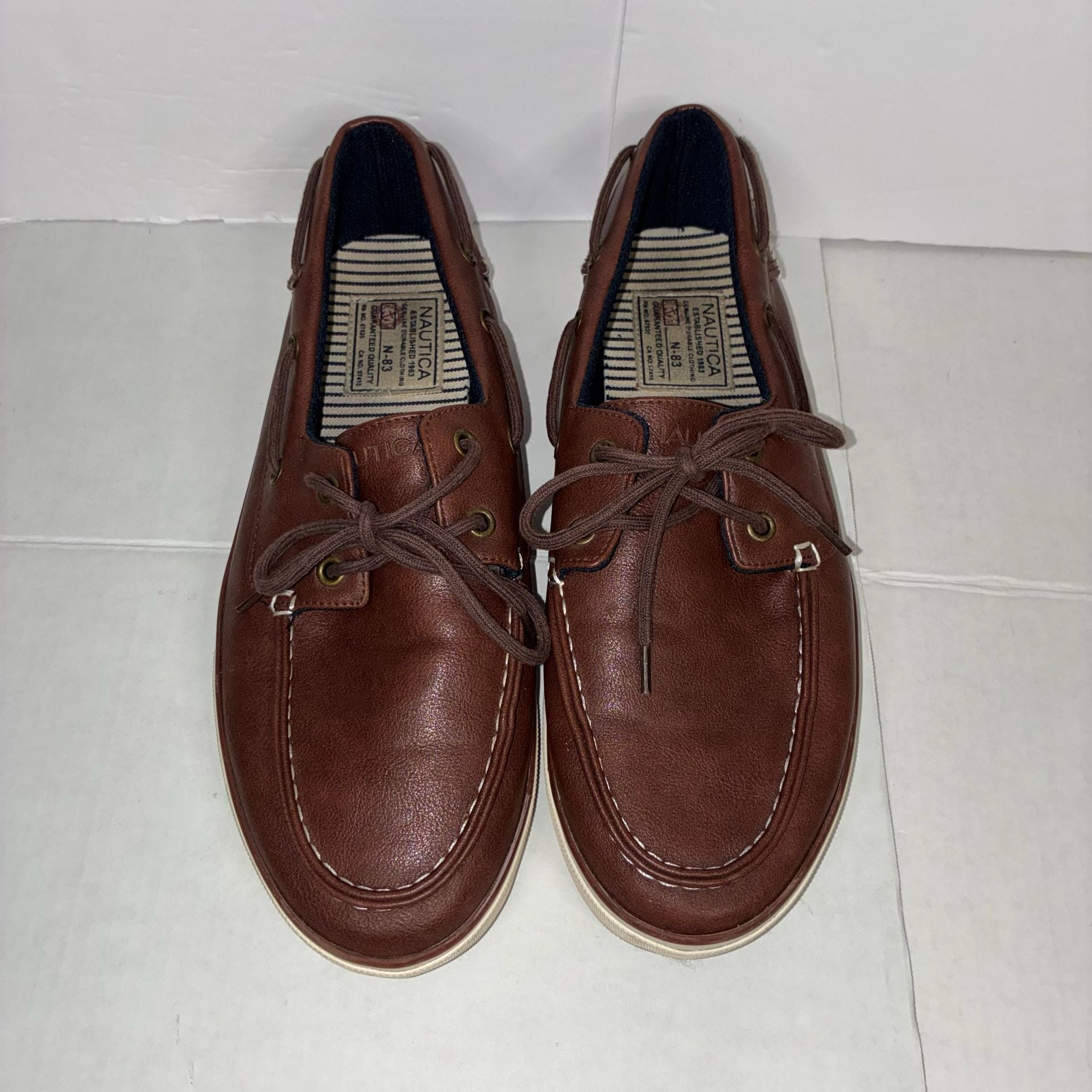 Nautica N-83 Men Size 10.5Boat Shoes Brown Leather 3