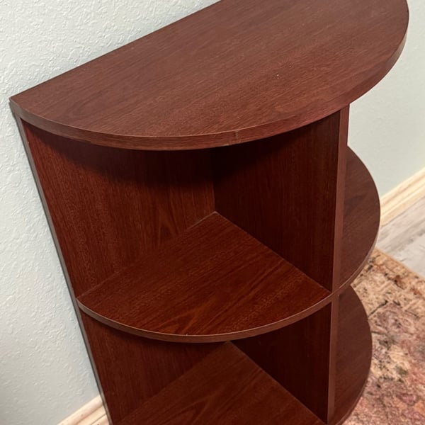 Wooden Corner Bookshelf Cherry Colored Storage Cabinet
