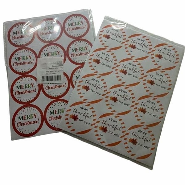 Holiday Stickers Set Merry Christmas And Thanksgiving Round Labels