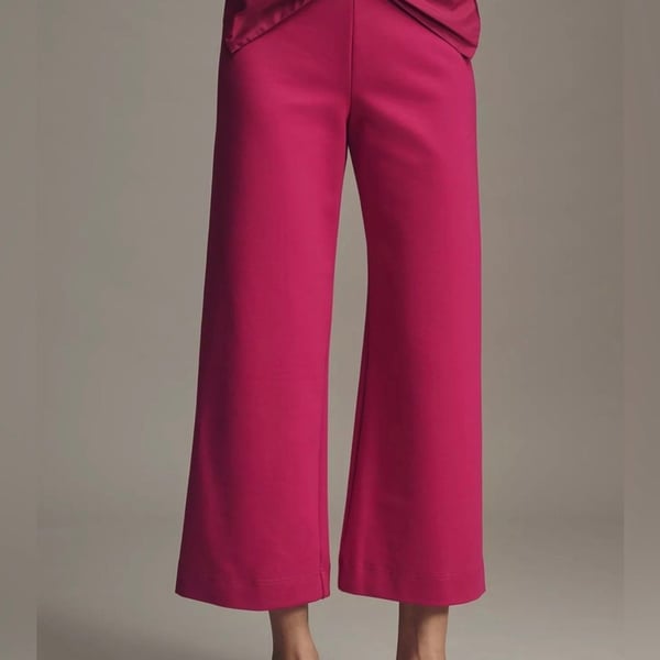 NWT Anthropologie Maeve Bow Waist Wide Leg Pants Pink - 25 Petite (P)