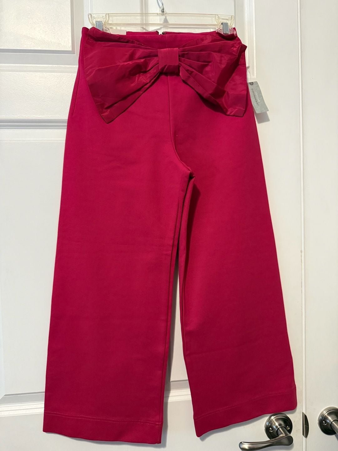 NWT Anthropologie Maeve Bow Waist Wide Leg Pants Pink - 25 Petite (P) 6