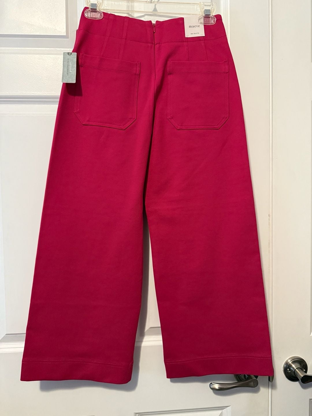 NWT Anthropologie Maeve Bow Waist Wide Leg Pants Pink - 25 Petite (P) 10