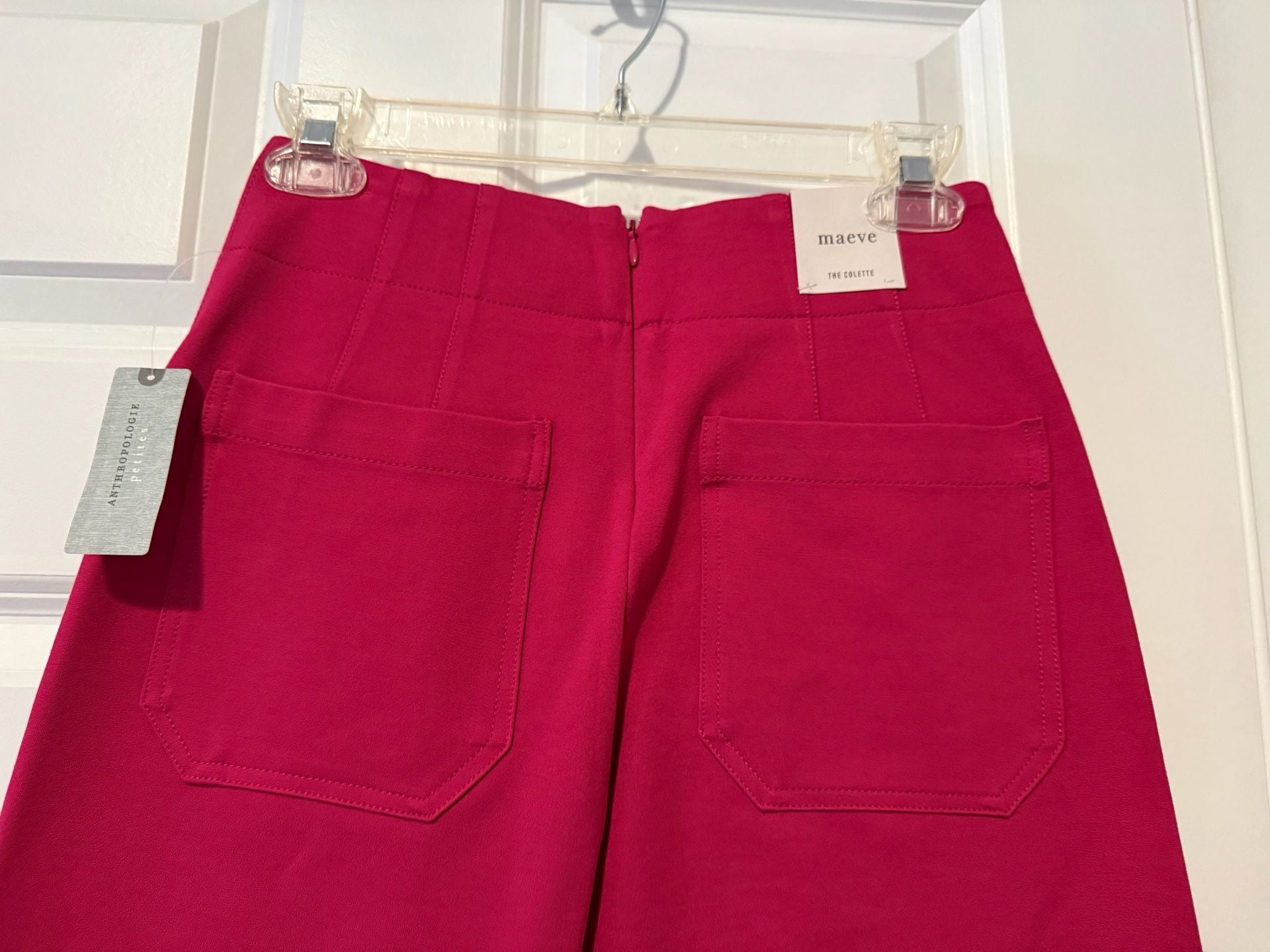 NWT Anthropologie Maeve Bow Waist Wide Leg Pants Pink - 25 Petite (P) 12