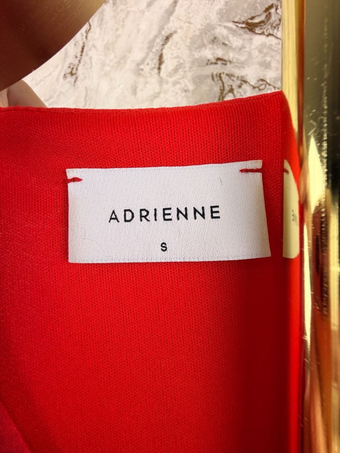 ADRIENNE V-Neck Blouse Size S Red Long Puff Sleeve Polyester 4