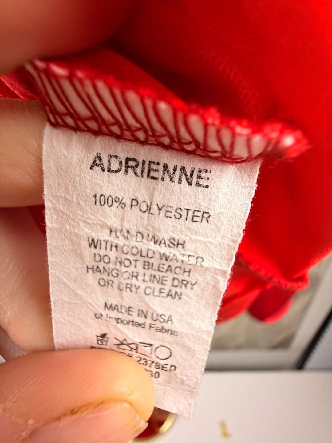 ADRIENNE V-Neck Blouse Size S Red Long Puff Sleeve Polyester 6