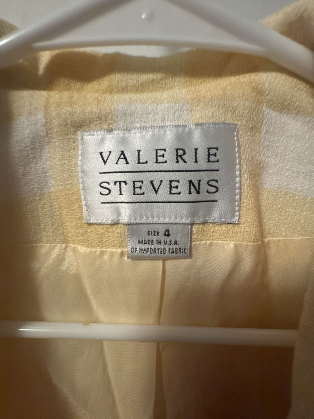 Valerie Stevens Jacket Size 4 Yellow White Gingham Double Breasted 3