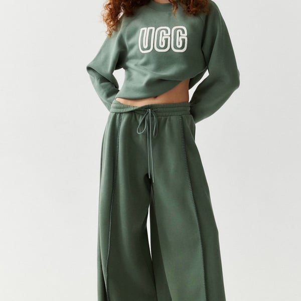 UGG Logo Crewneck Sweatshirt and Wide Leg Pant Set Green Size Medium NWT