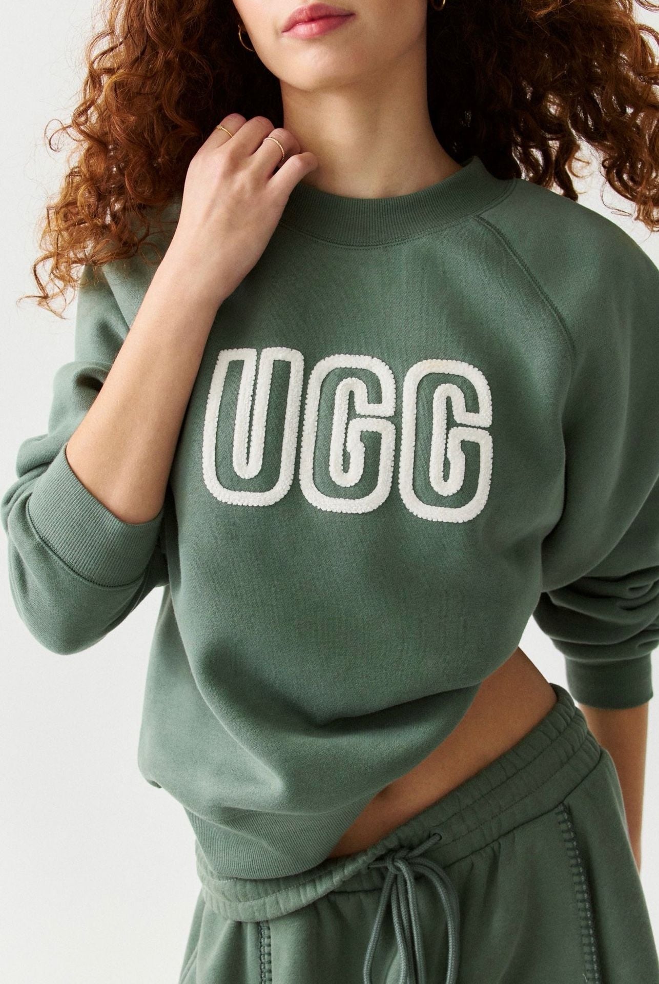 UGG Logo Crewneck Sweatshirt and Wide Leg Pant Set Green Size Medium NWT 2