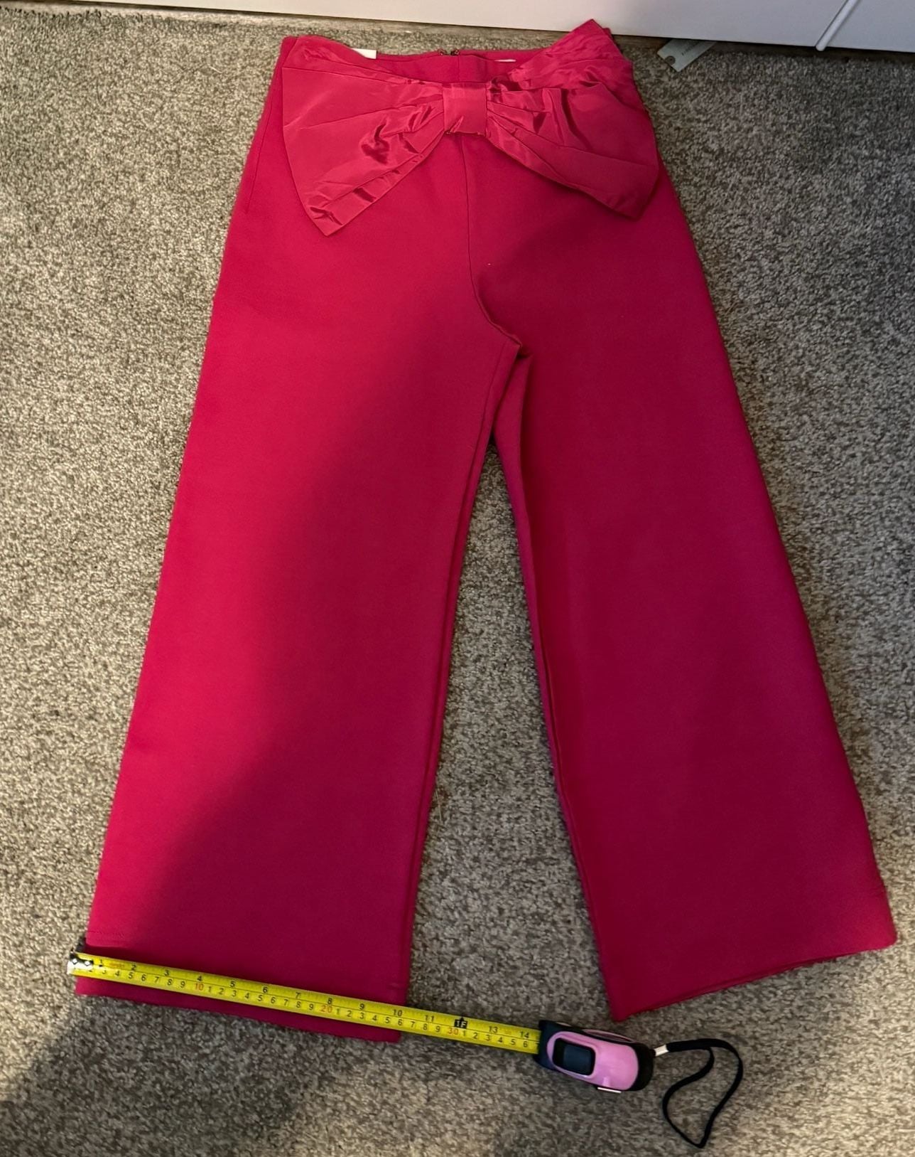 NWT Anthropologie Maeve Bow Waist Wide Leg Pants Pink - 25 Petite (P) 14