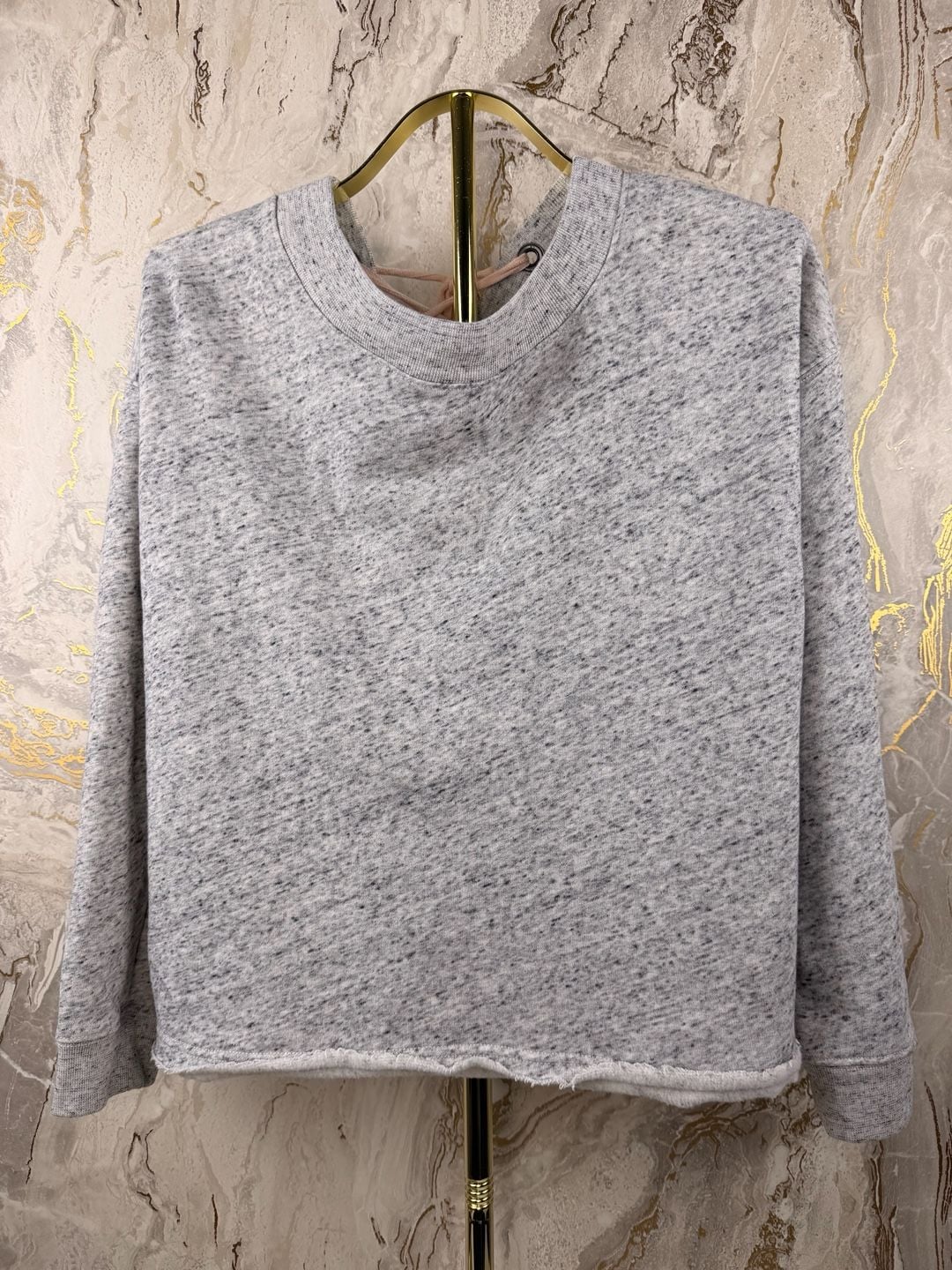 Abercrombie & Fitch Sweatshirt Size M Grey Lace-Up Back Raw Hem 8