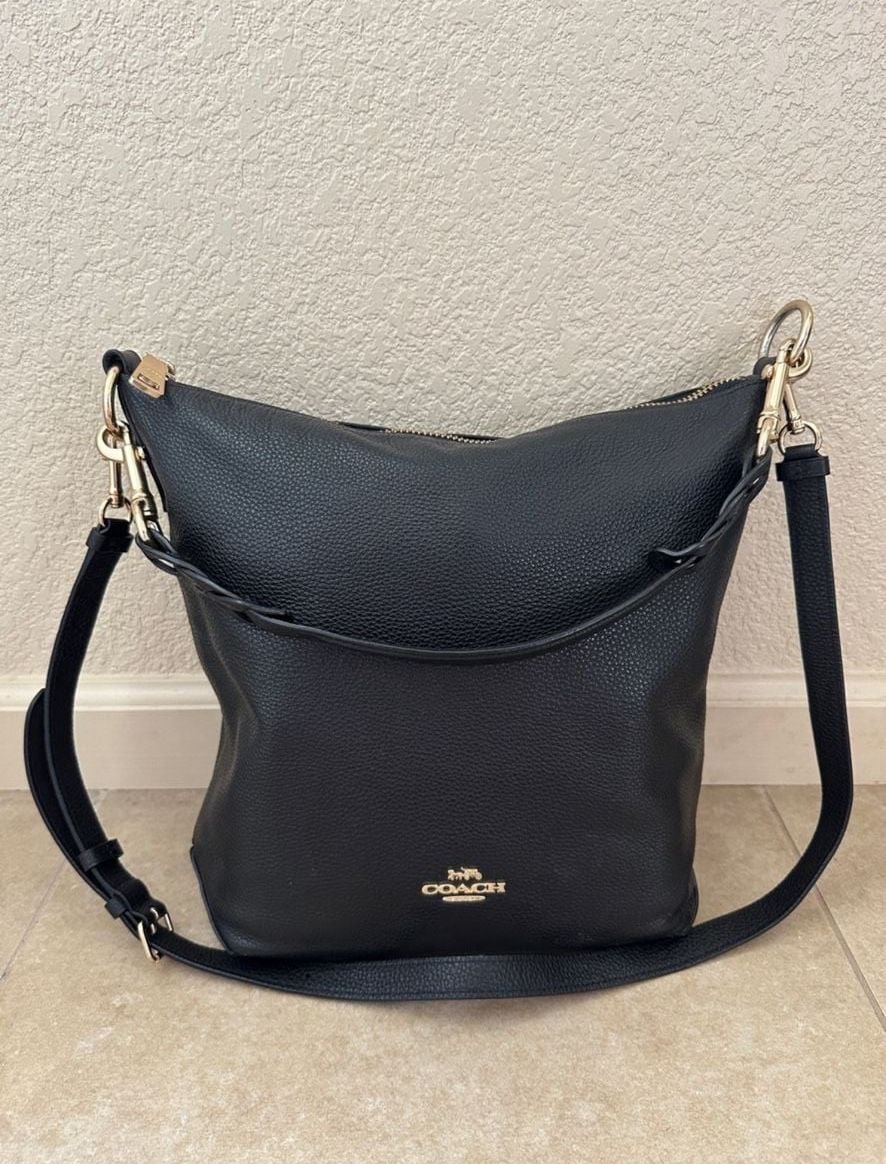 Coach Abby Duffle Pebbled Leather Black Crossbody Bag with Wallet 3
