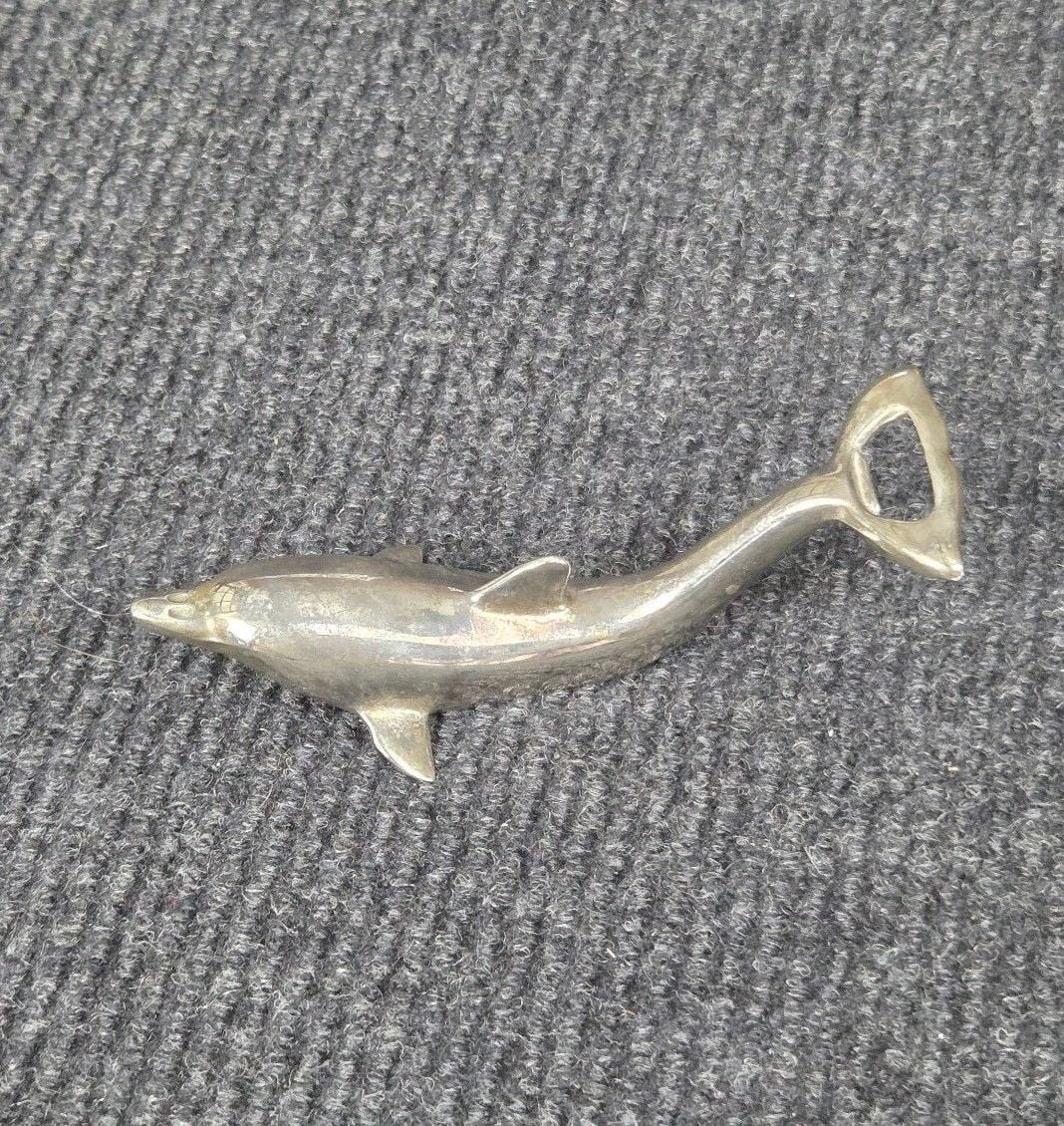 Vintage Silver Plated Dolphin Bottle Opener Barware 1