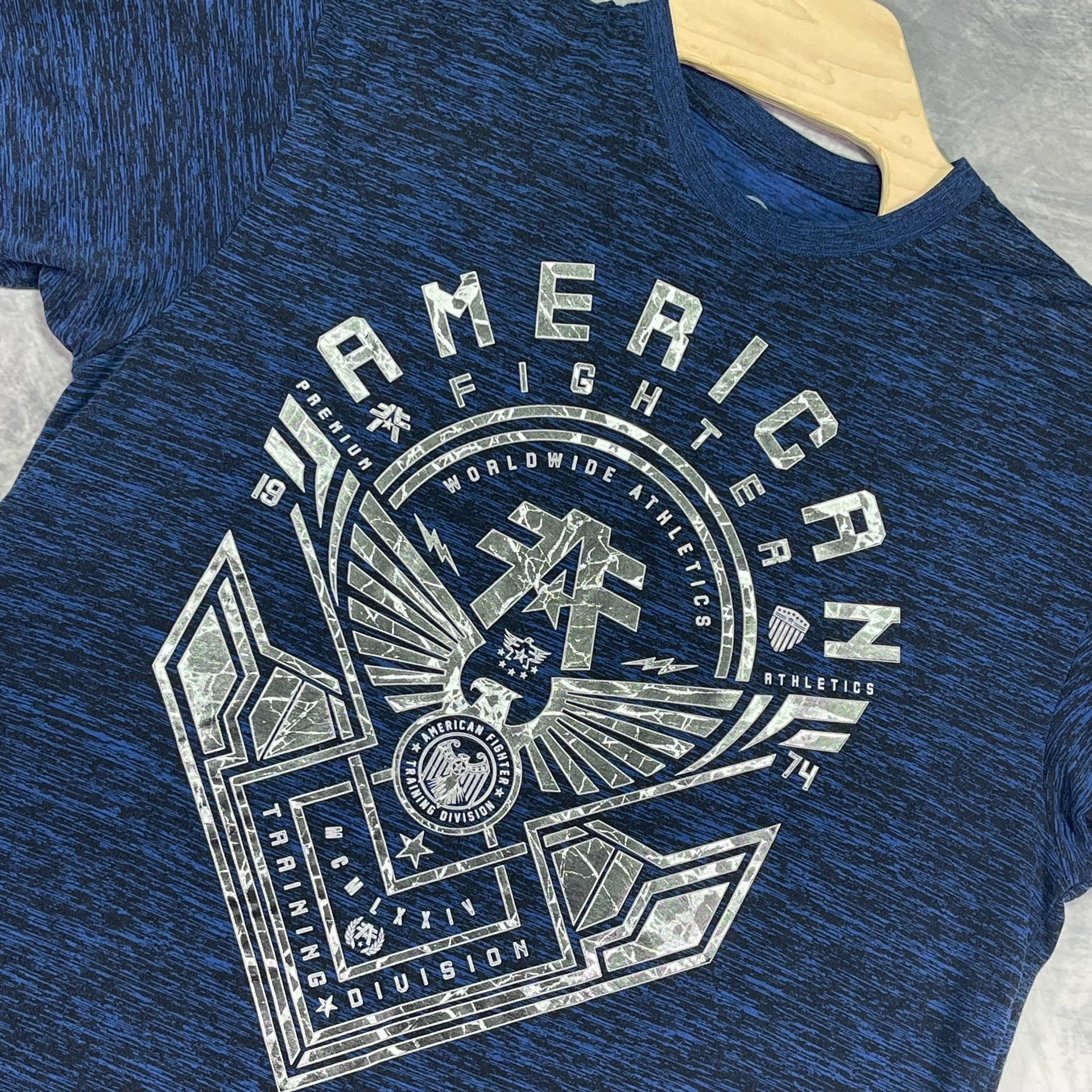 American Fighter T-Shirt 2XL Blue Graphic Tee Cotton Blend 7