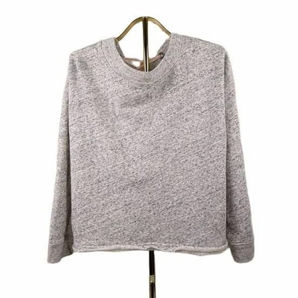 Abercrombie & Fitch Sweatshirt Size M Grey Lace-Up Back Raw Hem