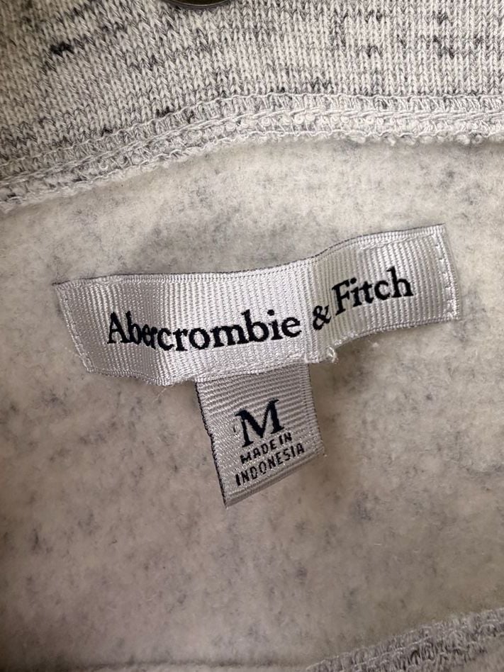 Abercrombie & Fitch Sweatshirt Size M Grey Lace-Up Back Raw Hem 4