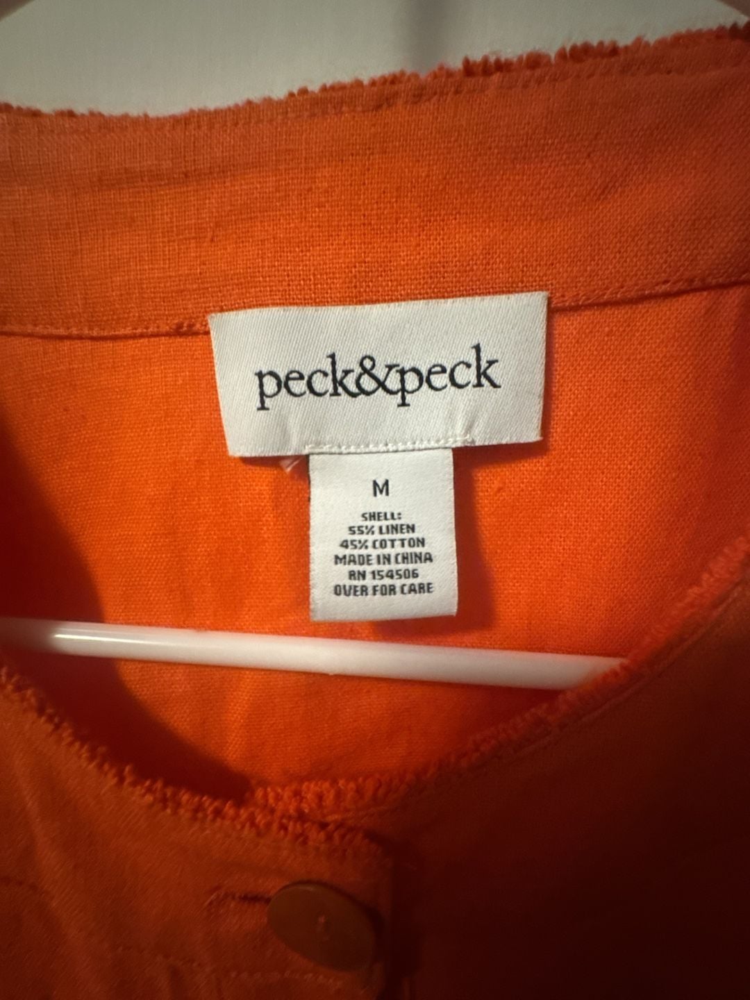 Peck & Peck Button Jacket Size M Orange Linen Cotton 3
