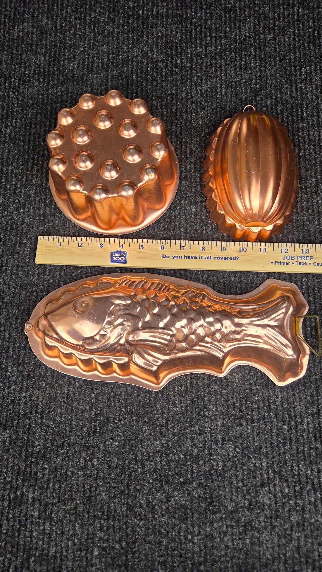 Vintage Copper Mold Set Fish Jello Cake Baking Pan Wall Hanging 8
