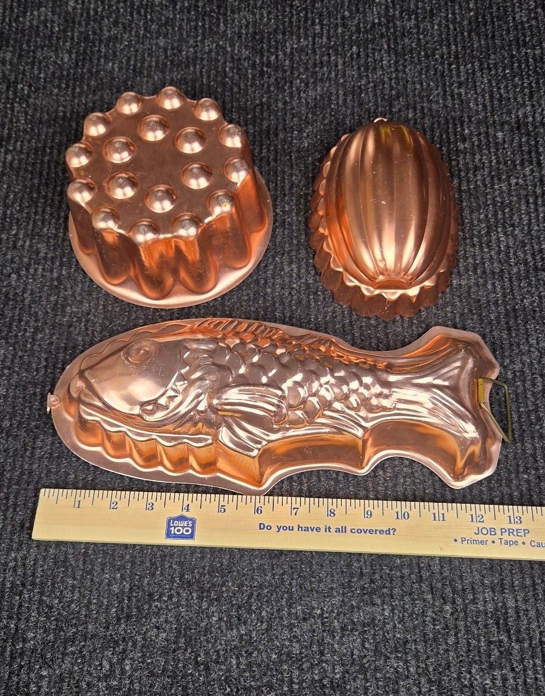 Vintage Copper Mold Set Fish Jello Cake Baking Pan Wall Hanging 7