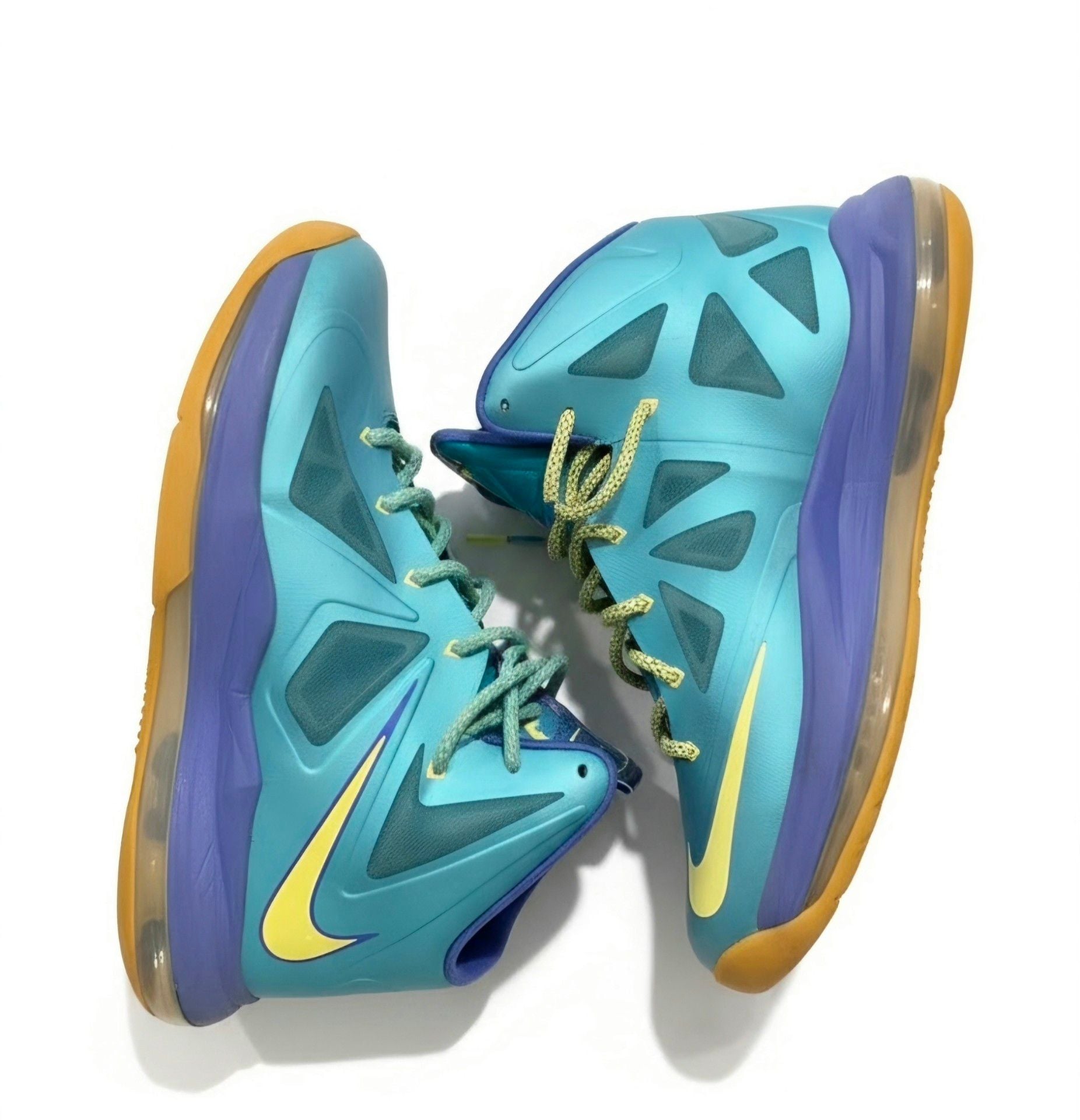 Nike LeBron X GS Size 7 Sport Turquoise Volt Violet Force 2