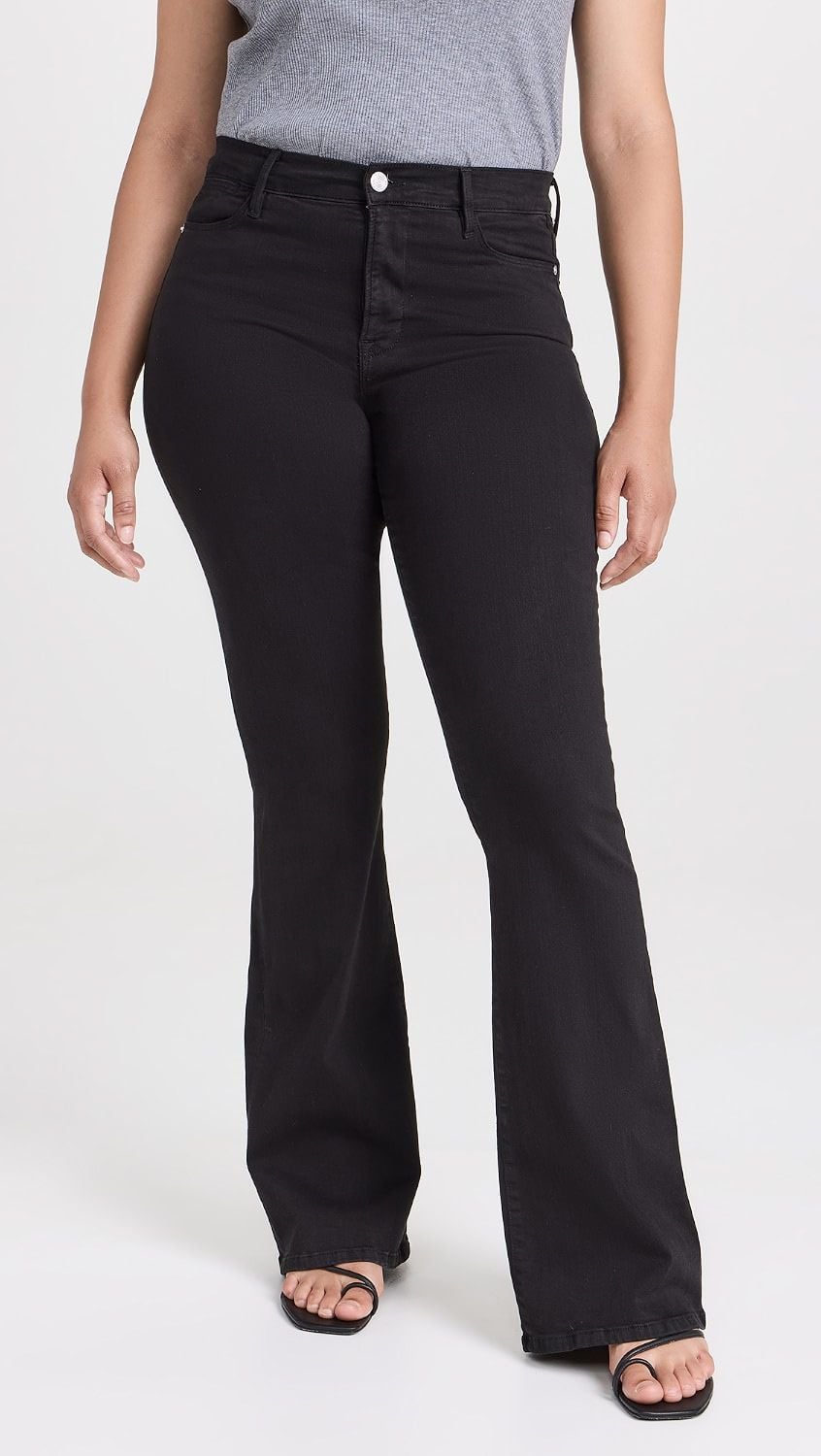 FRAME Le High Flare Jeans Black Denim Size 32 2