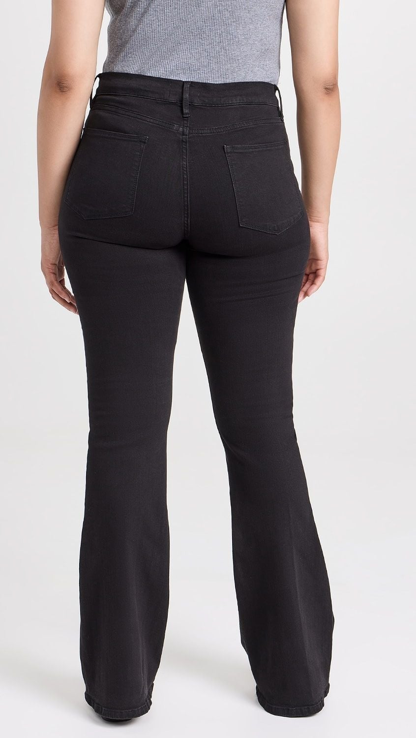 FRAME Le High Flare Jeans Black Denim Size 32 4