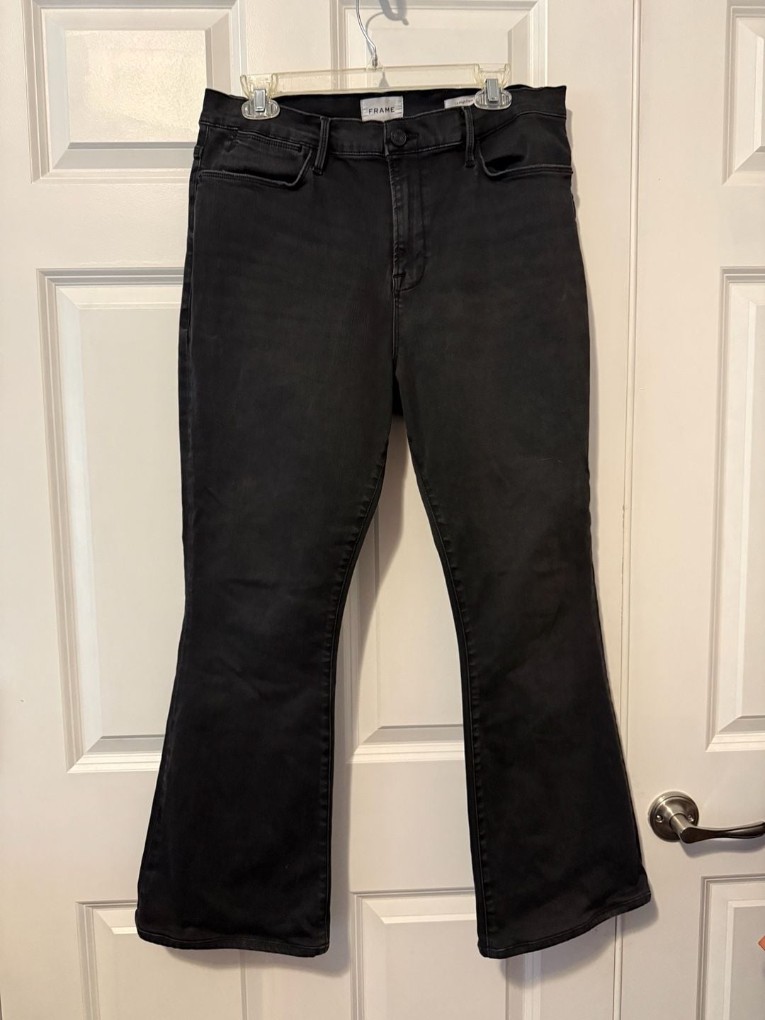 FRAME Le High Flare Jeans Black Denim Size 32 5