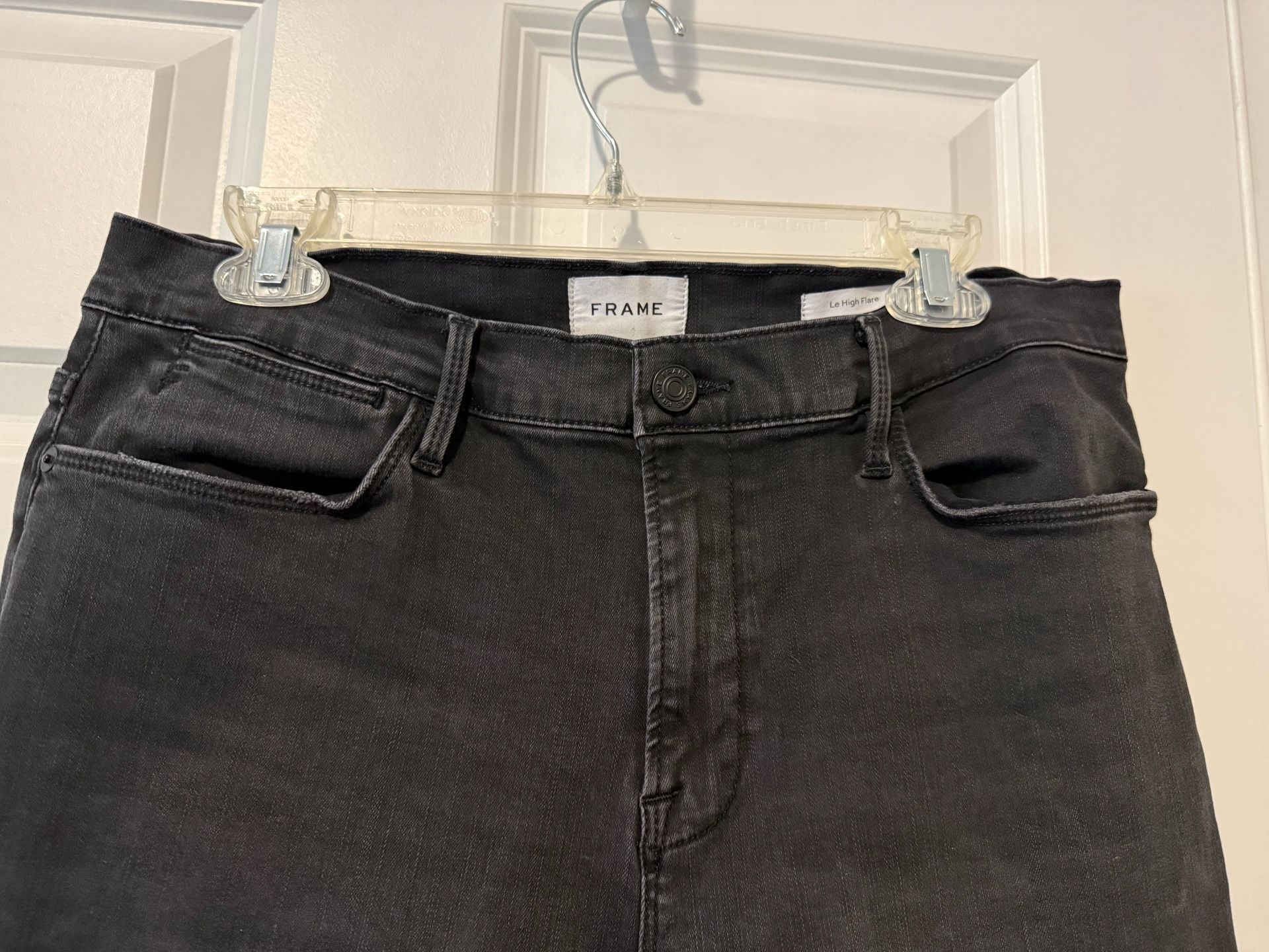 FRAME Le High Flare Jeans Black Denim Size 32 6