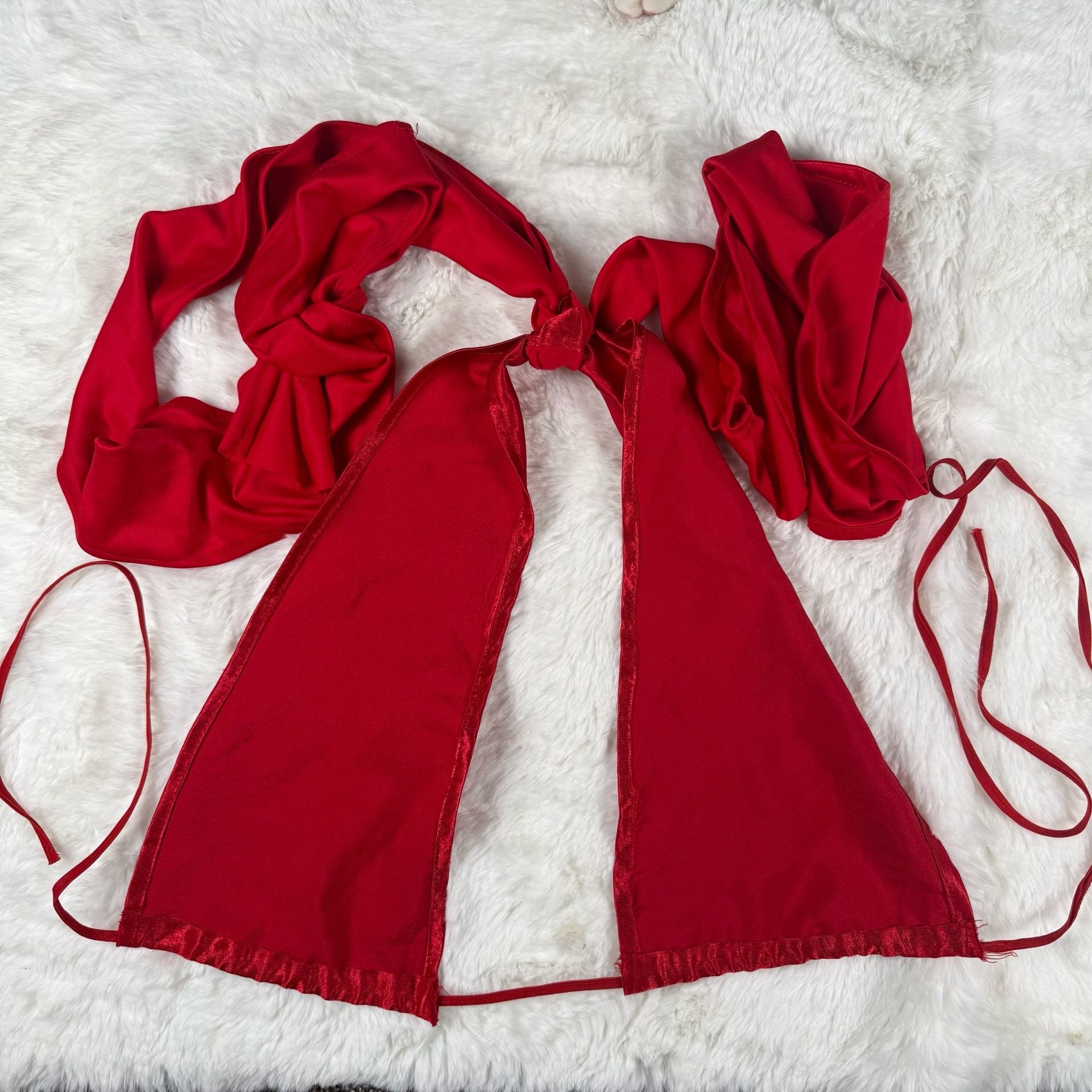 Red Satin Halter Crop Infinity Top 5