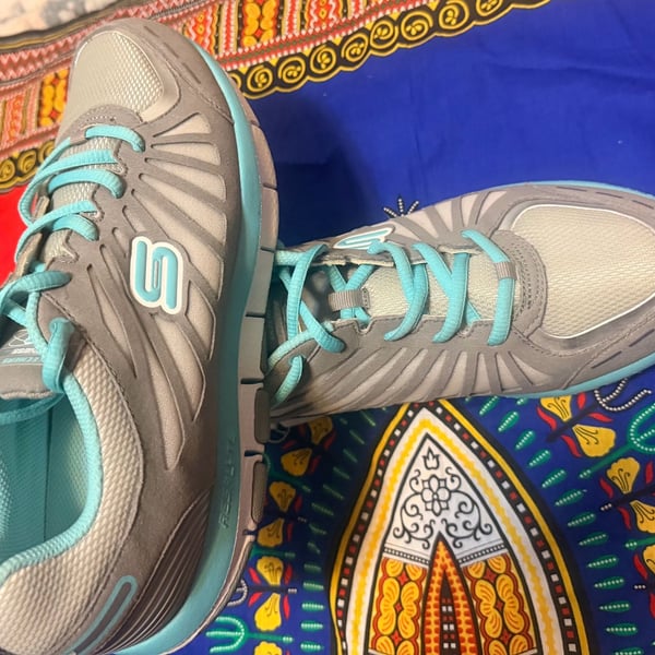 Skechers Shape-Ups Size 9 Gray Teal Fitness Sneakers