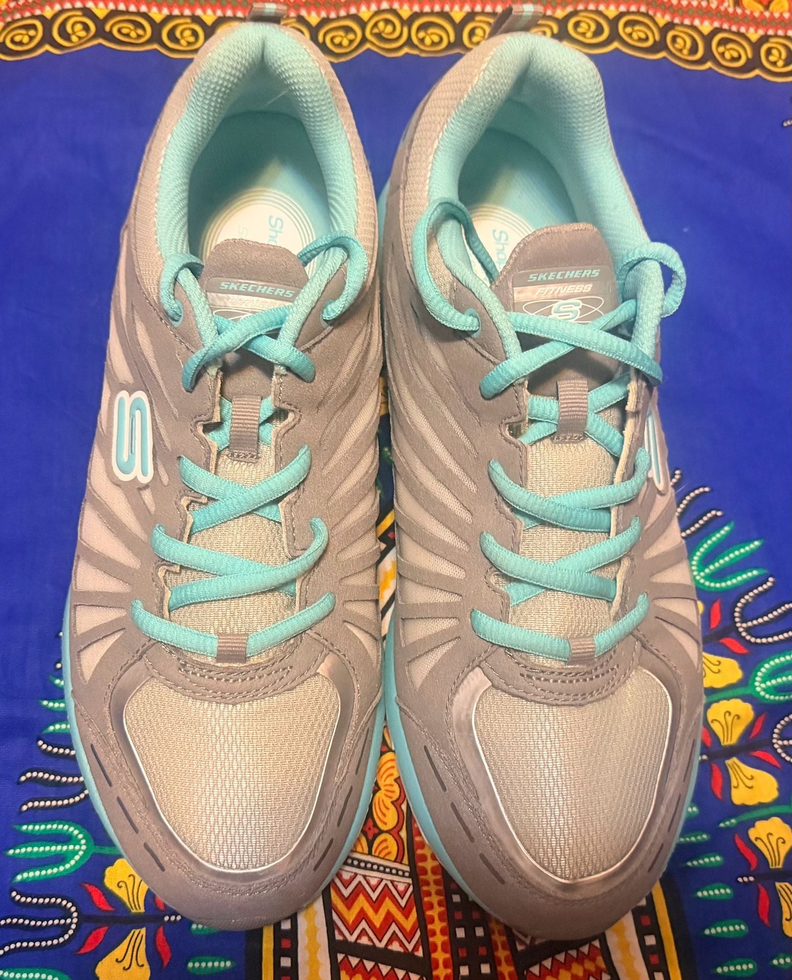Skechers Shape-Ups Size 9 Gray Teal Fitness Sneakers 7