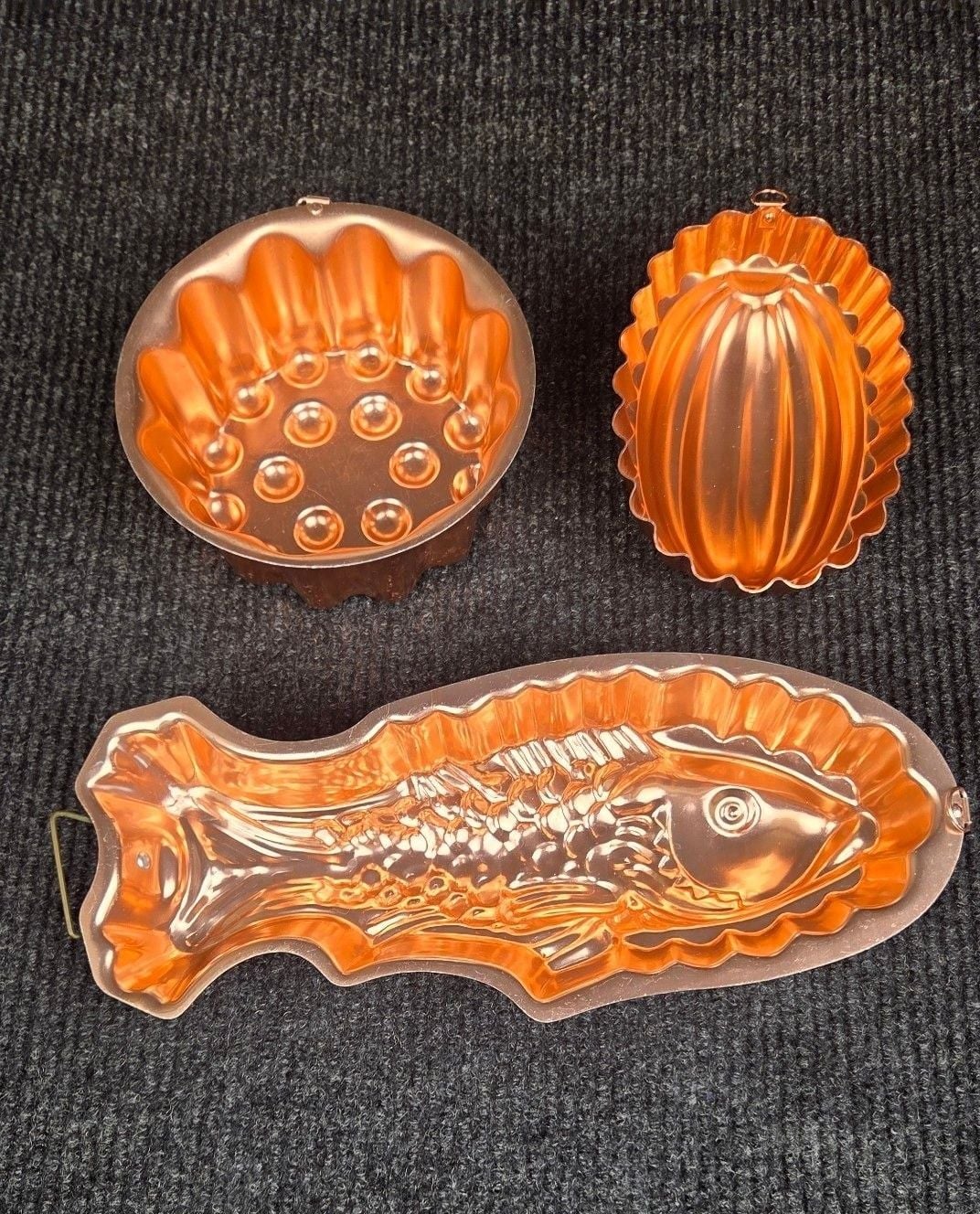 Vintage Copper Mold Set Fish Jello Cake Baking Pan Wall Hanging 6